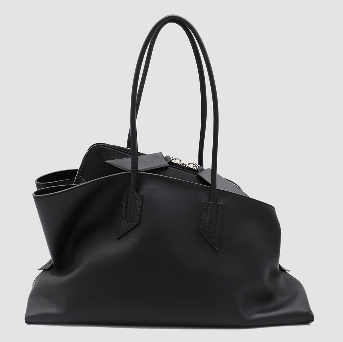 Attico Black Leather Shoulder Bag In Black