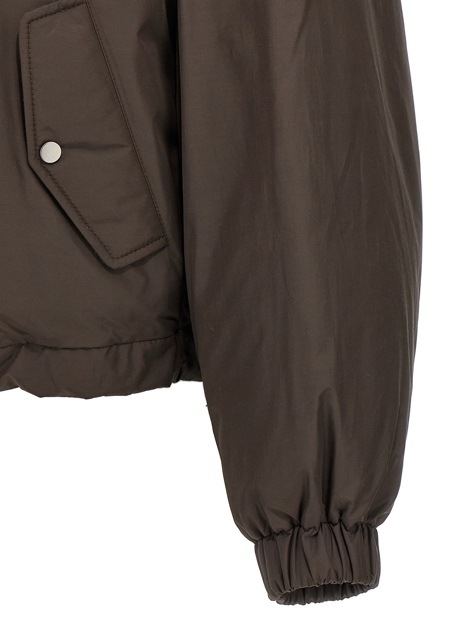 Brunello Cucinelli Green Jacket With Fixed Hood With Snap Buttons In Brown