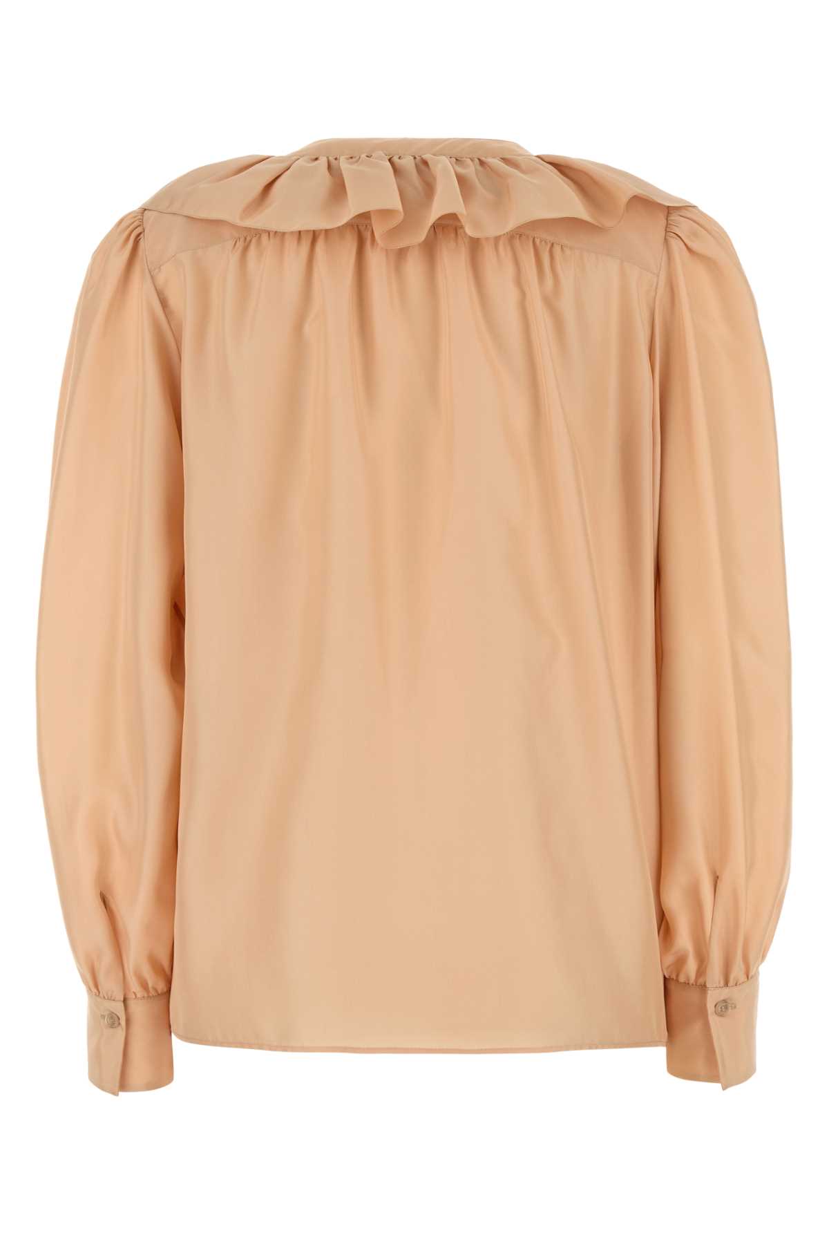 Shop Chloé Peach Satin Shirt In Biscuitpink