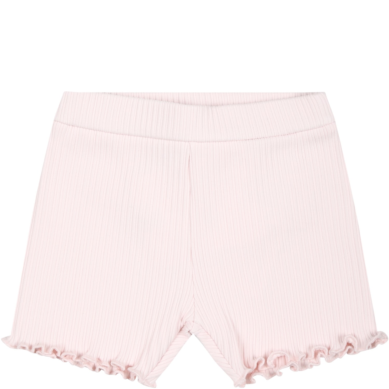 Shop Moncler Pink Sports Shorts For Baby Girl With Logo