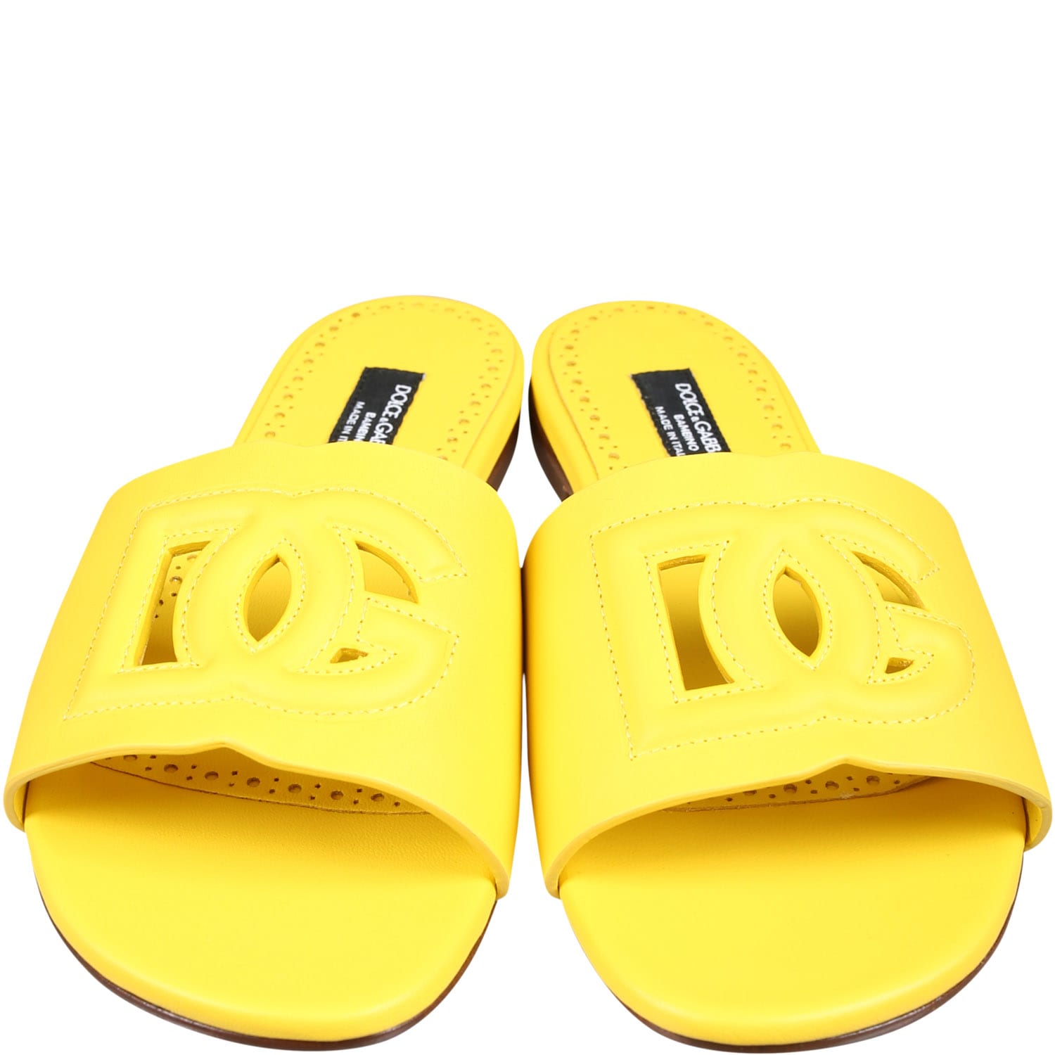 Shop Dolce & Gabbana Yellow Sandals For Girl With Logo
