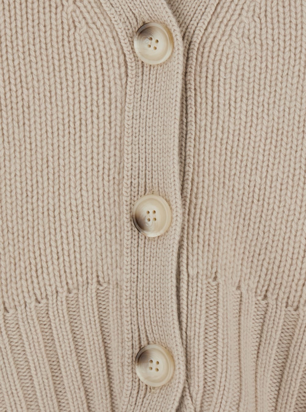 Goat Beige Cardigan With V Neck And Ribbed Trims In Cashmere Woman In Neutral