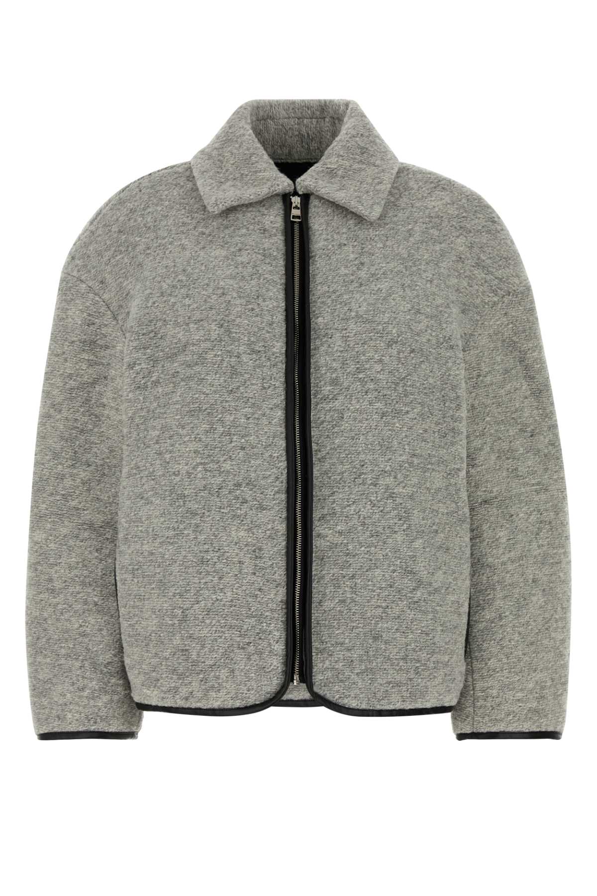 Jw Anderson Contrast Trim Brushed Twill Jacket In Gray