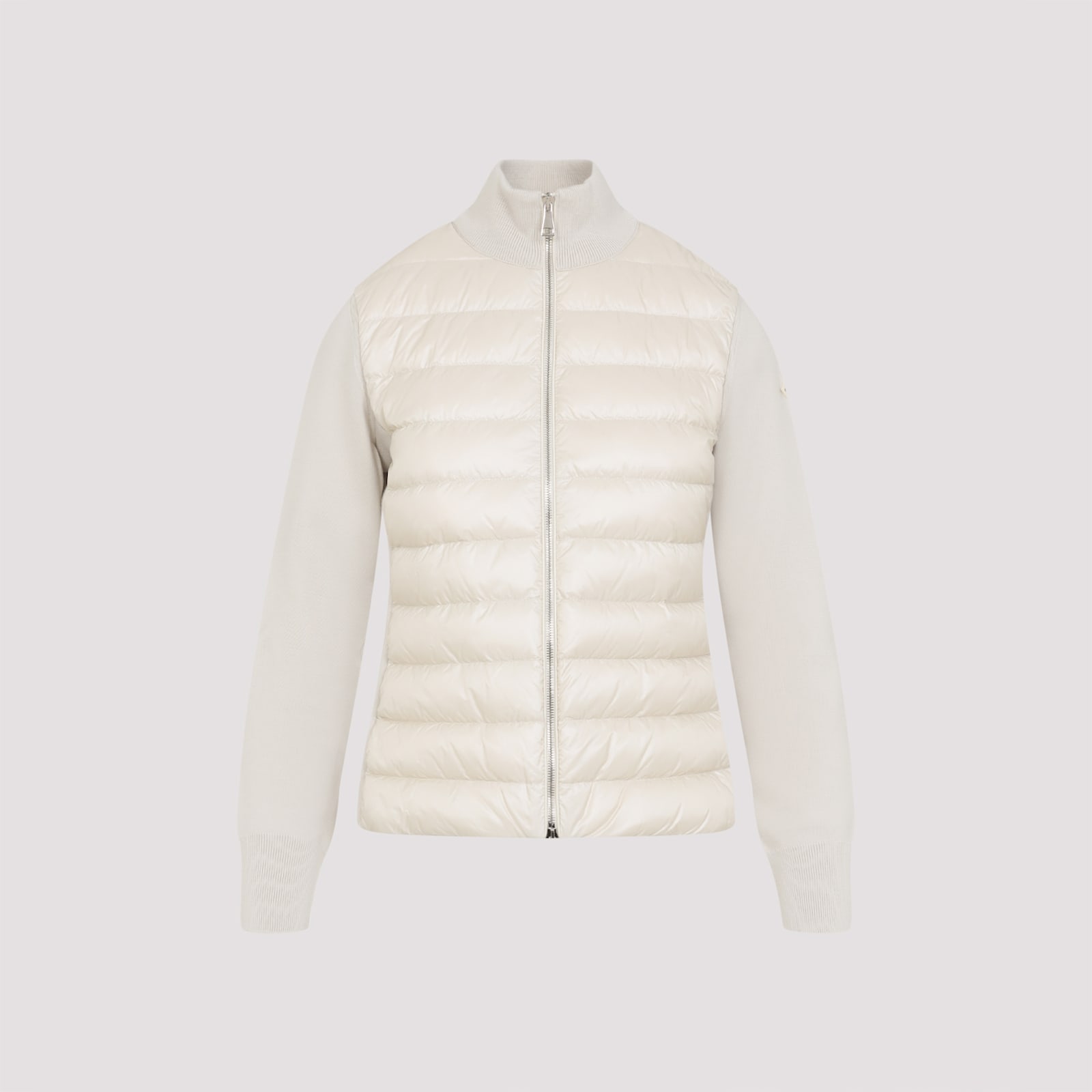 Moncler Quilted Tech Fabric Cardigan Pockets In Neutral