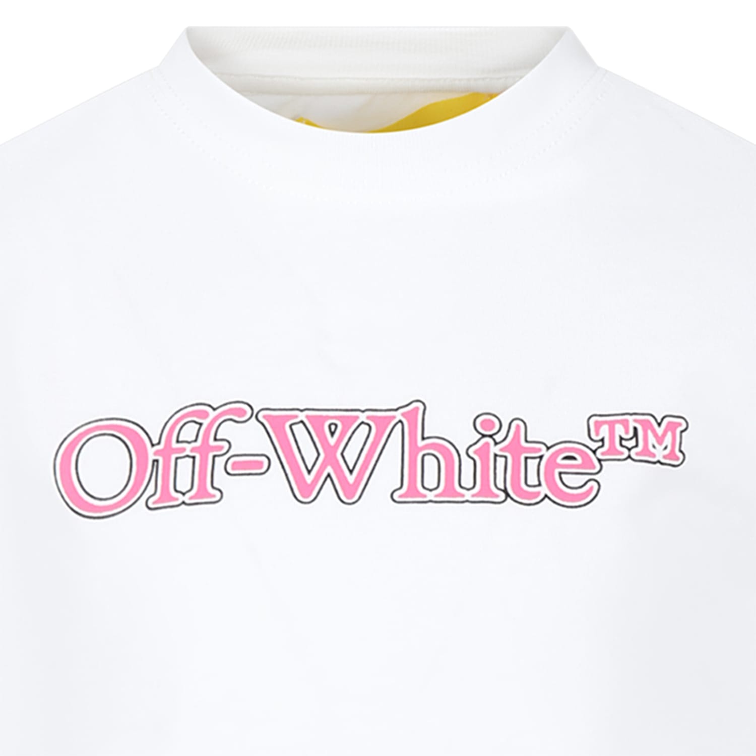 Shop Off-white White T-shirt For Girl With Logo In White Fuch