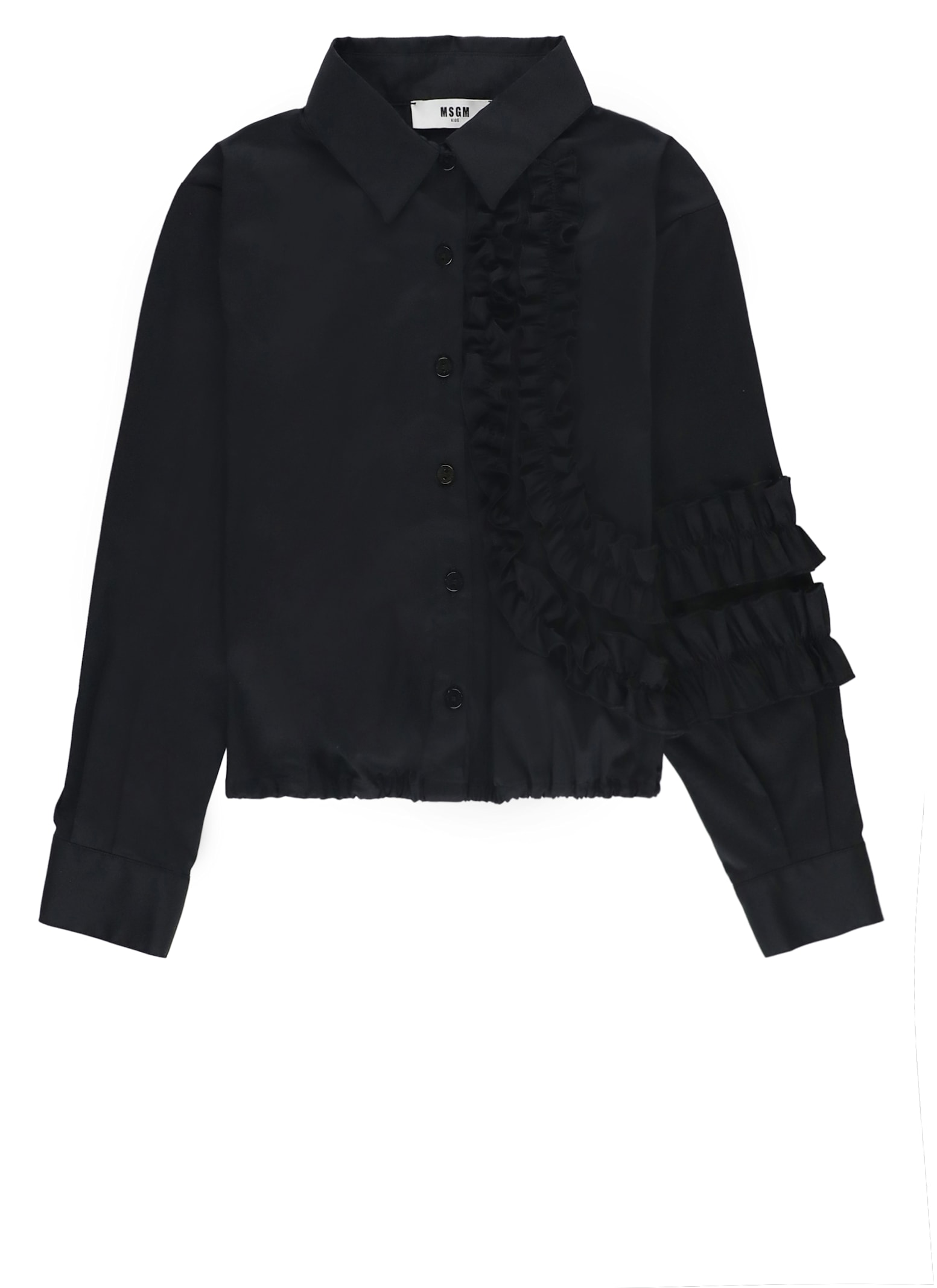 Msgm Kids' Shirt With Ruffles In Black