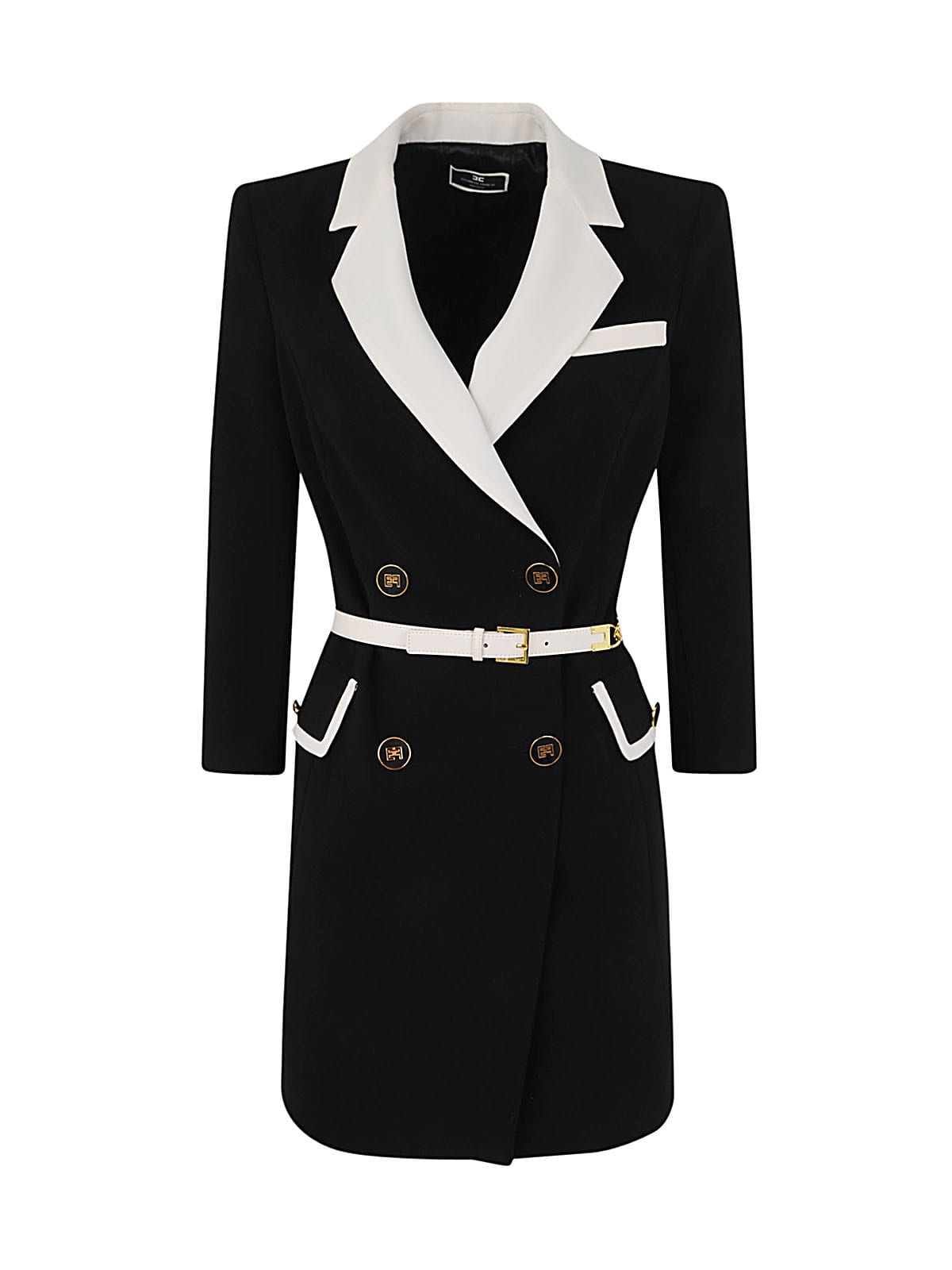 Elisabetta Franchi Robe Manteau Mini Dress In Black Butter