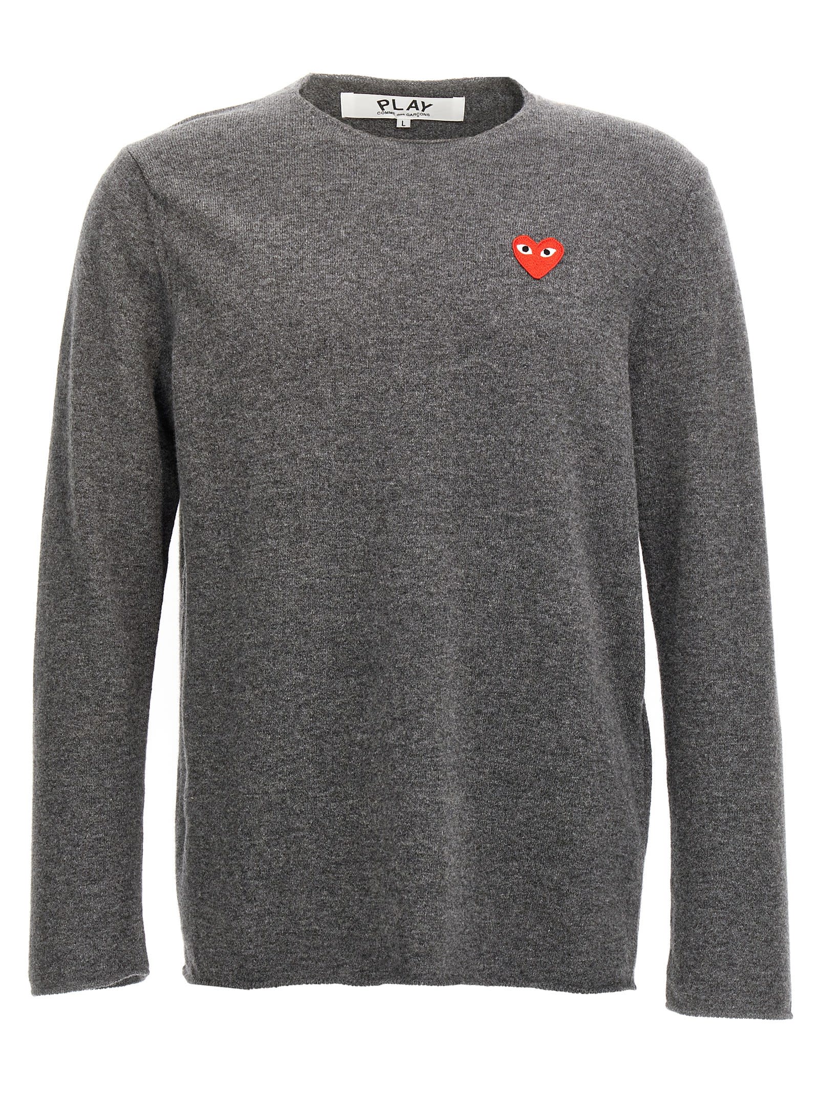 Shop Comme Des Garçons Play Heart Sweater In Gray