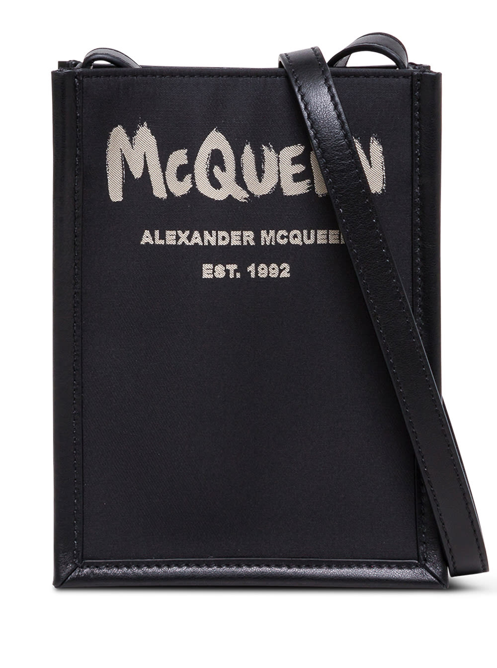 Alexander McQueen Fabric And Leather Crossbody Bag With Logo Print