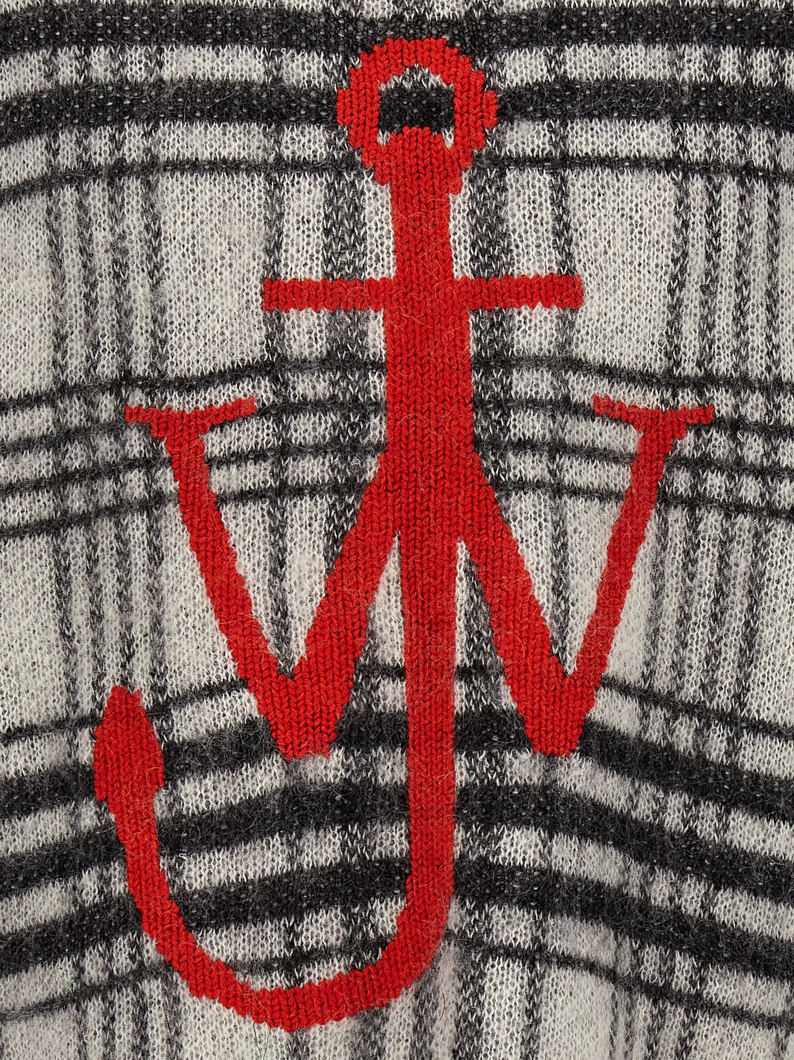 Shop Jw Anderson Logo Embroidery Check Sweater In White/black