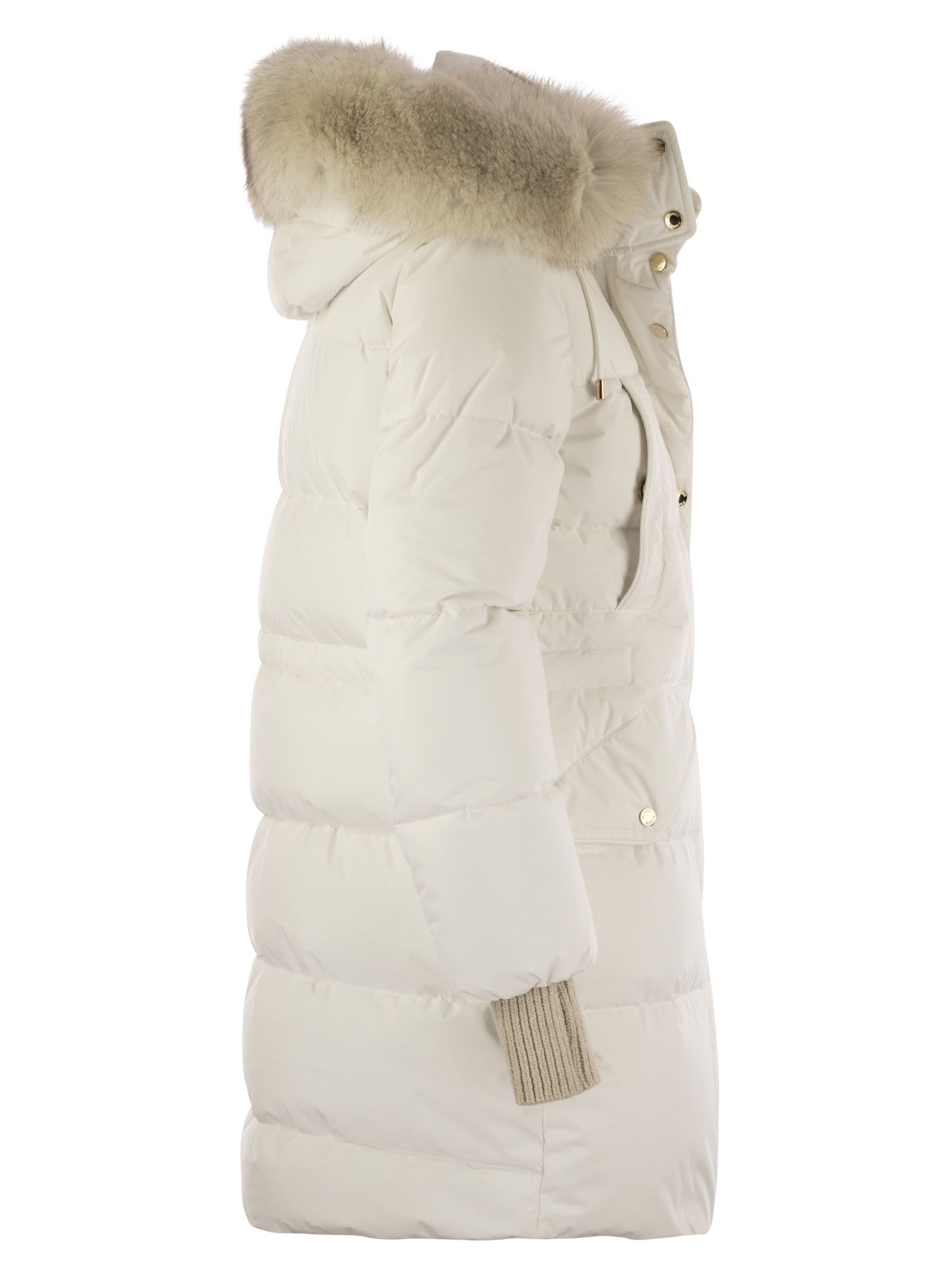 Moorer Talassa-stp - Long Down Jacket With Hood In White