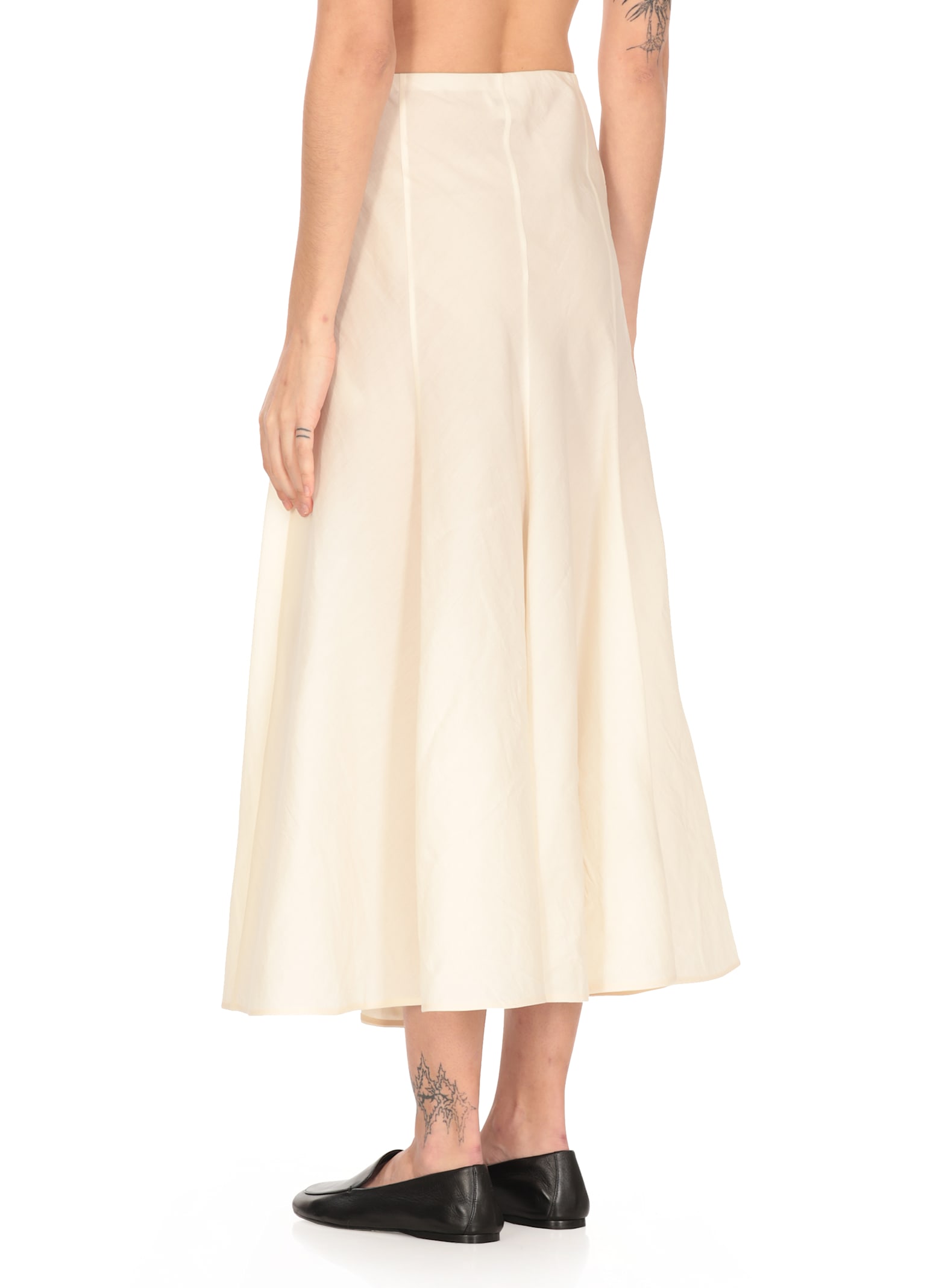 Khaite Lenno Flared Hem Midi Skirt In Neutral