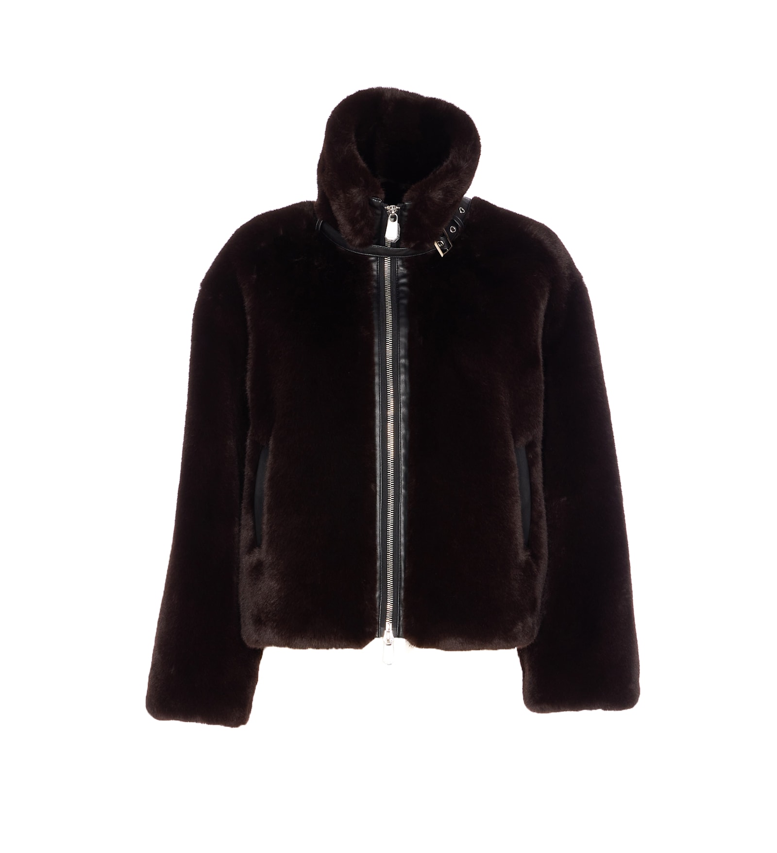 Pinko Ink-effect Faux Fur Blouson Jacket In Black