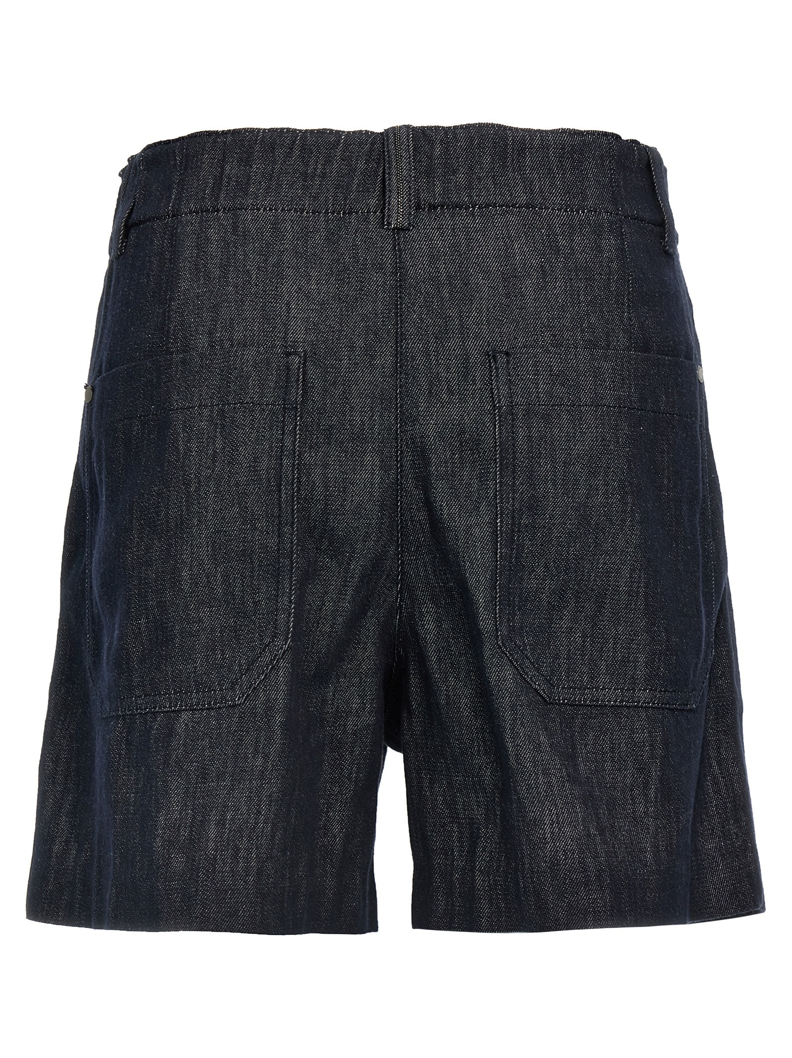 Brunello Cucinelli Cotton Denim Shorts With Monile Detailing In Blue