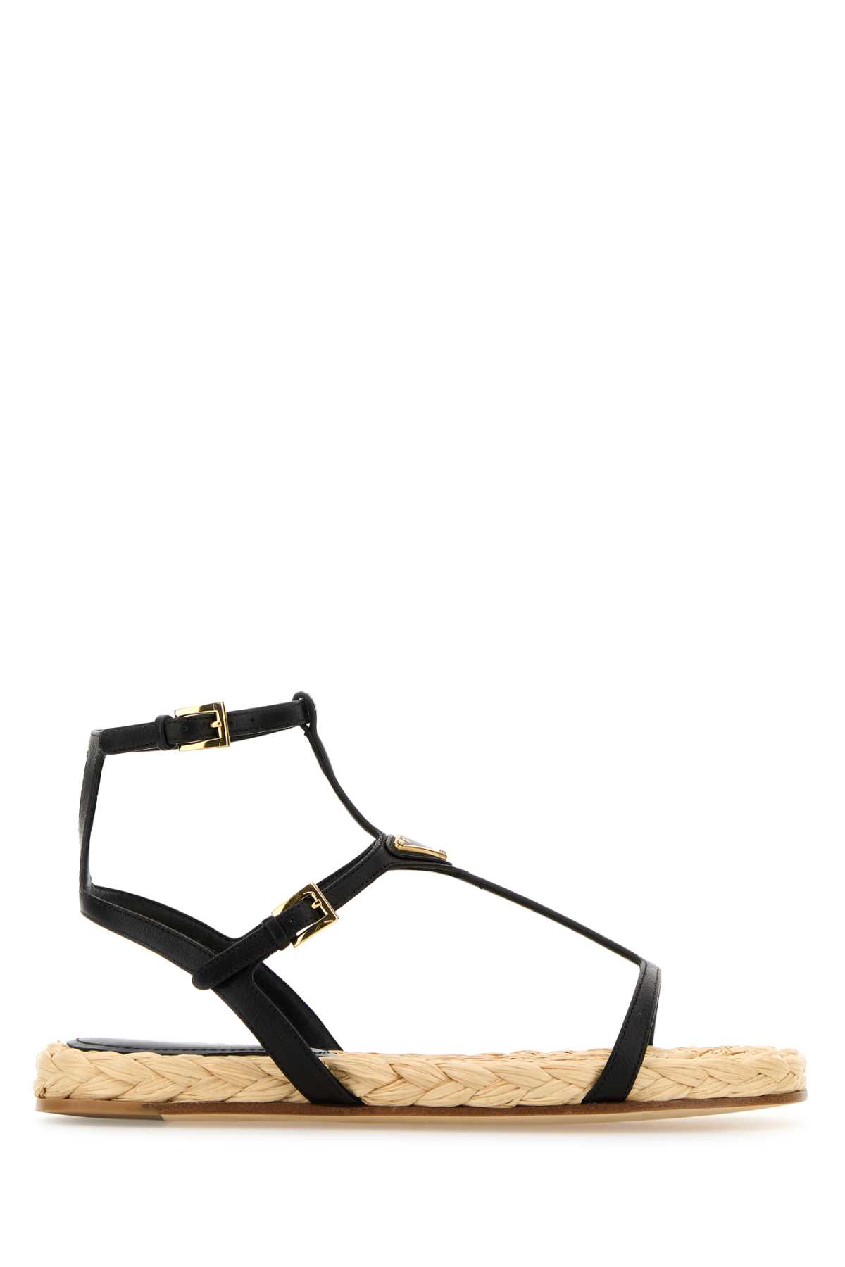 Prada Black Leather Sandals