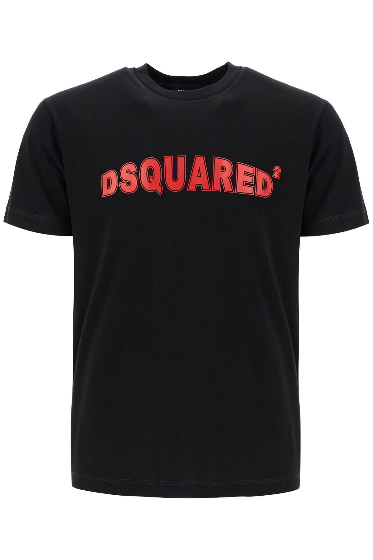 Dsquared2 Mens Black Cotton T-shirt With Red Logo In Black (black)