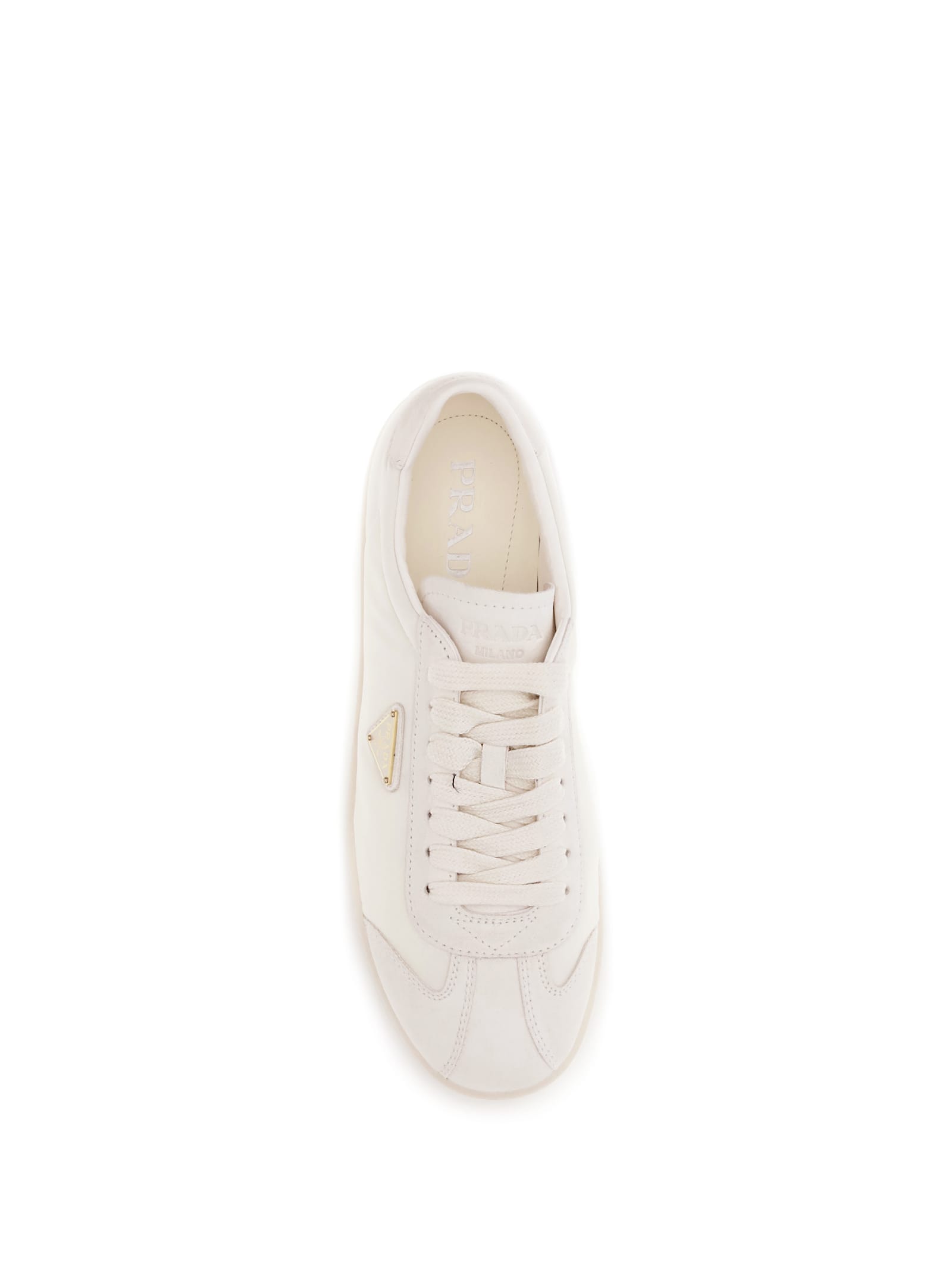 Prada Re-nylon And Suede Low-top Sneakers In White