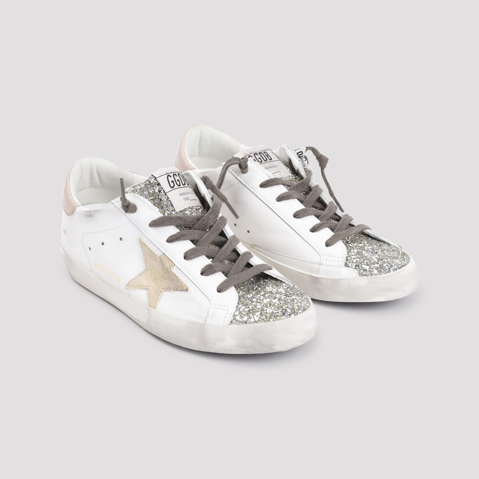 Shop Golden Goose Superstar Sneakers In White Platinum Yellow Pink