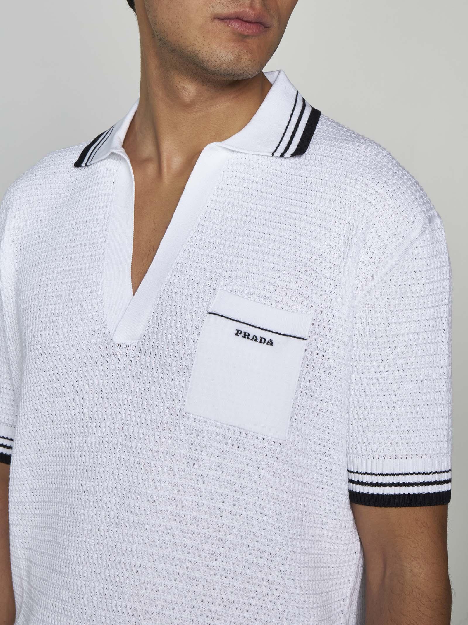 Shop Prada Jacquard Knit Polo Shirt