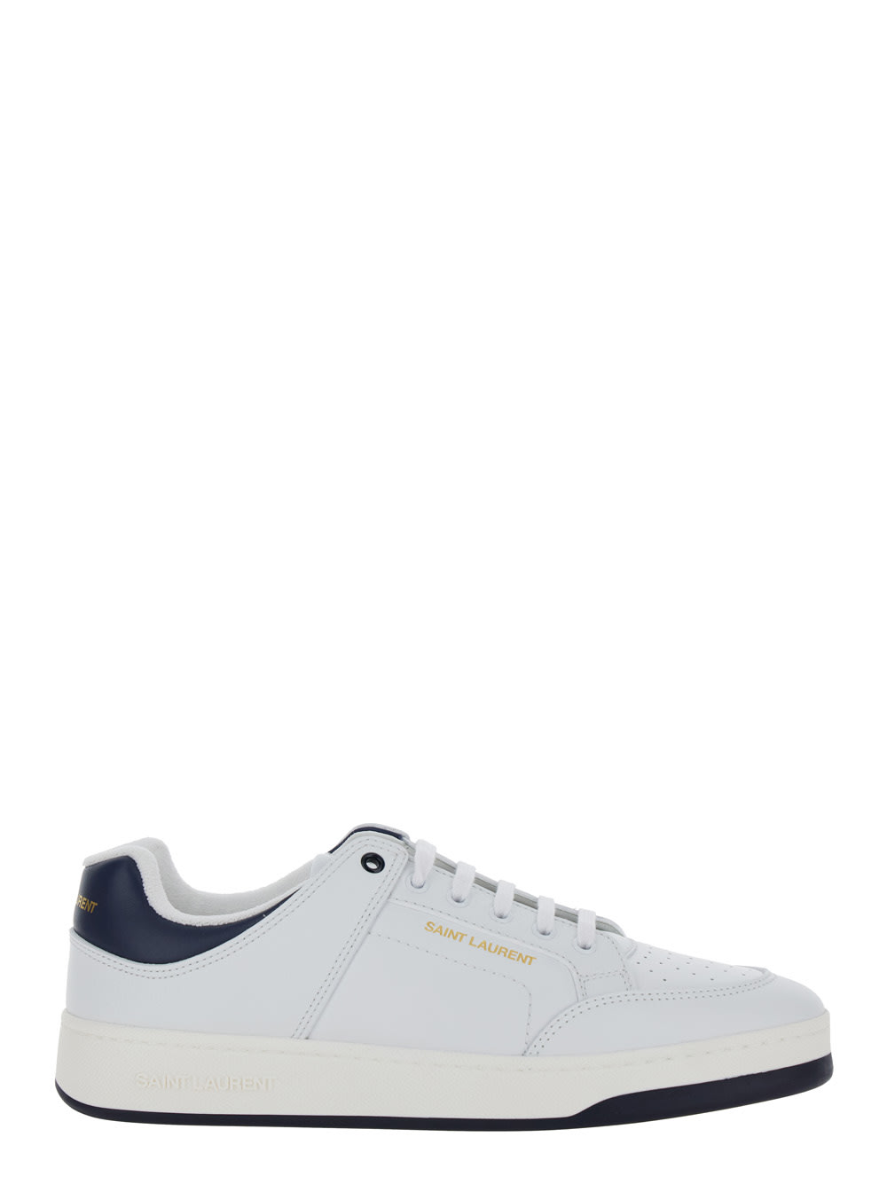 Shop Saint Laurent Sl61 White Low Top Sneakers With Logo In Leather Man