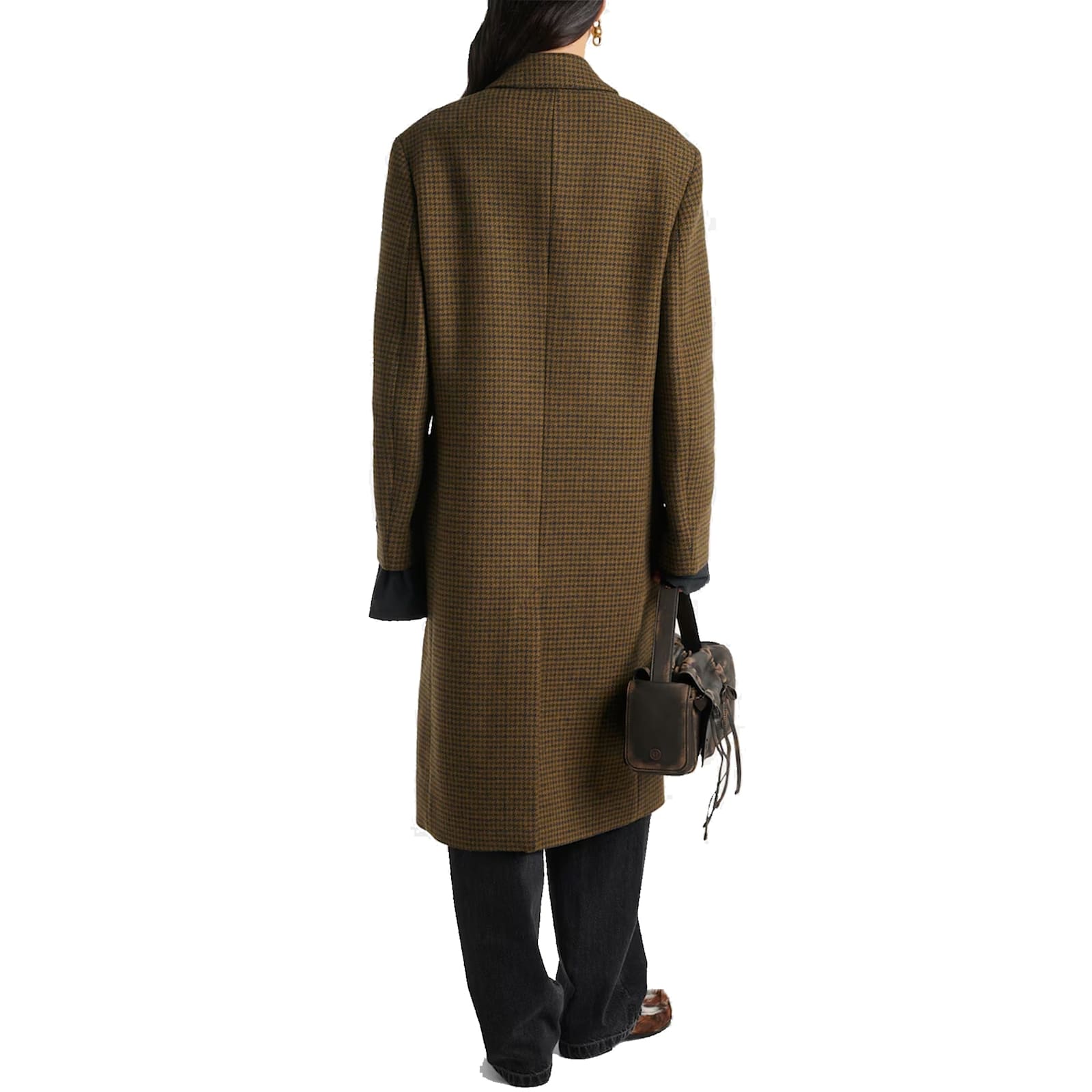 Acne Studios Checked Double-breasted Wool Blend Coat In Brown
