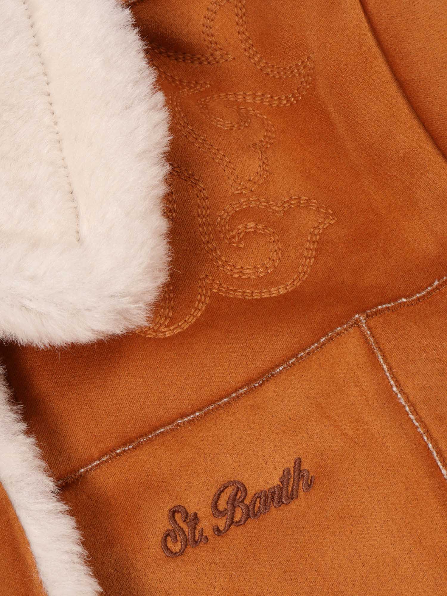 Mc2 Saint Barth Lorayne Jr Shearling-tex Embroidery 19 In Orange