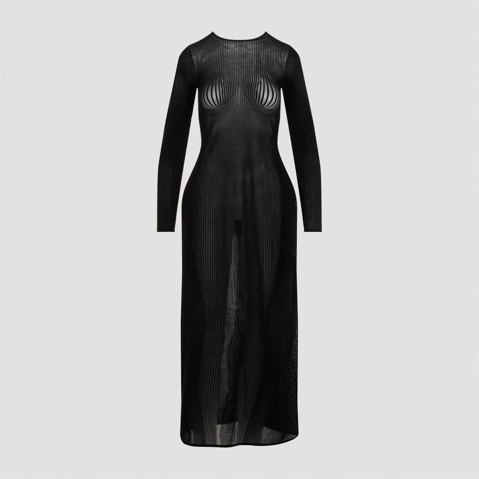 Shop Jean Paul Gaultier Morphing Pinstripes Long Dress In Black Black