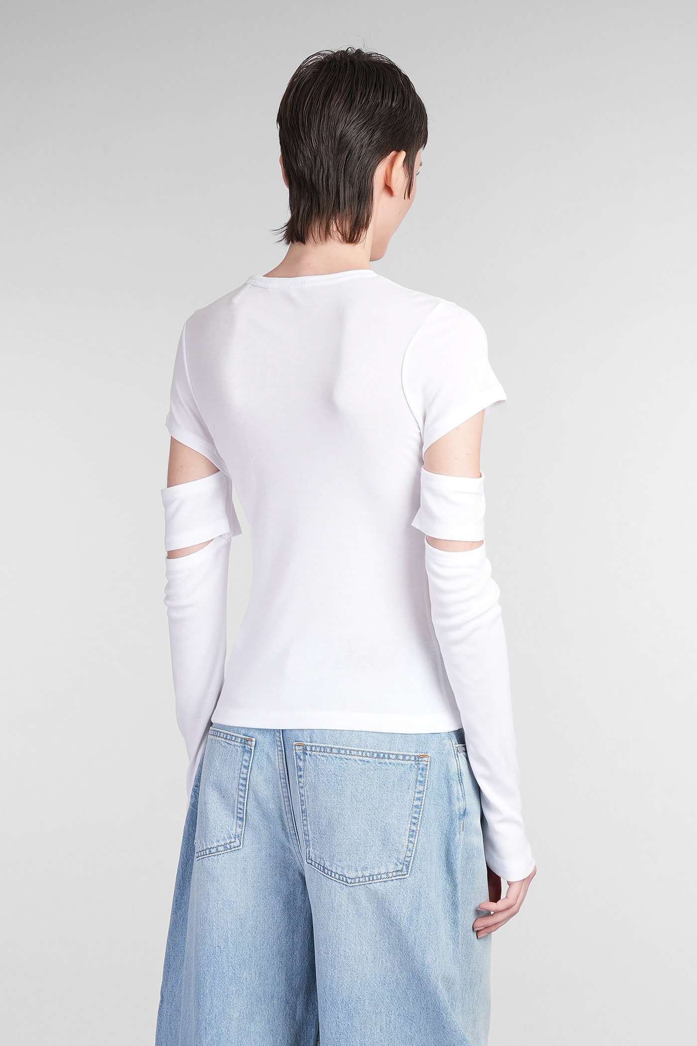Helmut Lang "slashed Shrunken" T-shirt In White