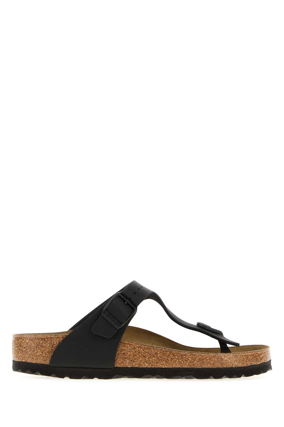 Birkenstock Womens Black Branded-hardware Faux-leather Thong Sandals In Black