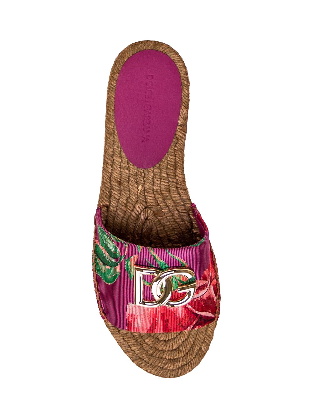 Shop Dolce & Gabbana Espadrille With Flowers In Multicolor Fuxia