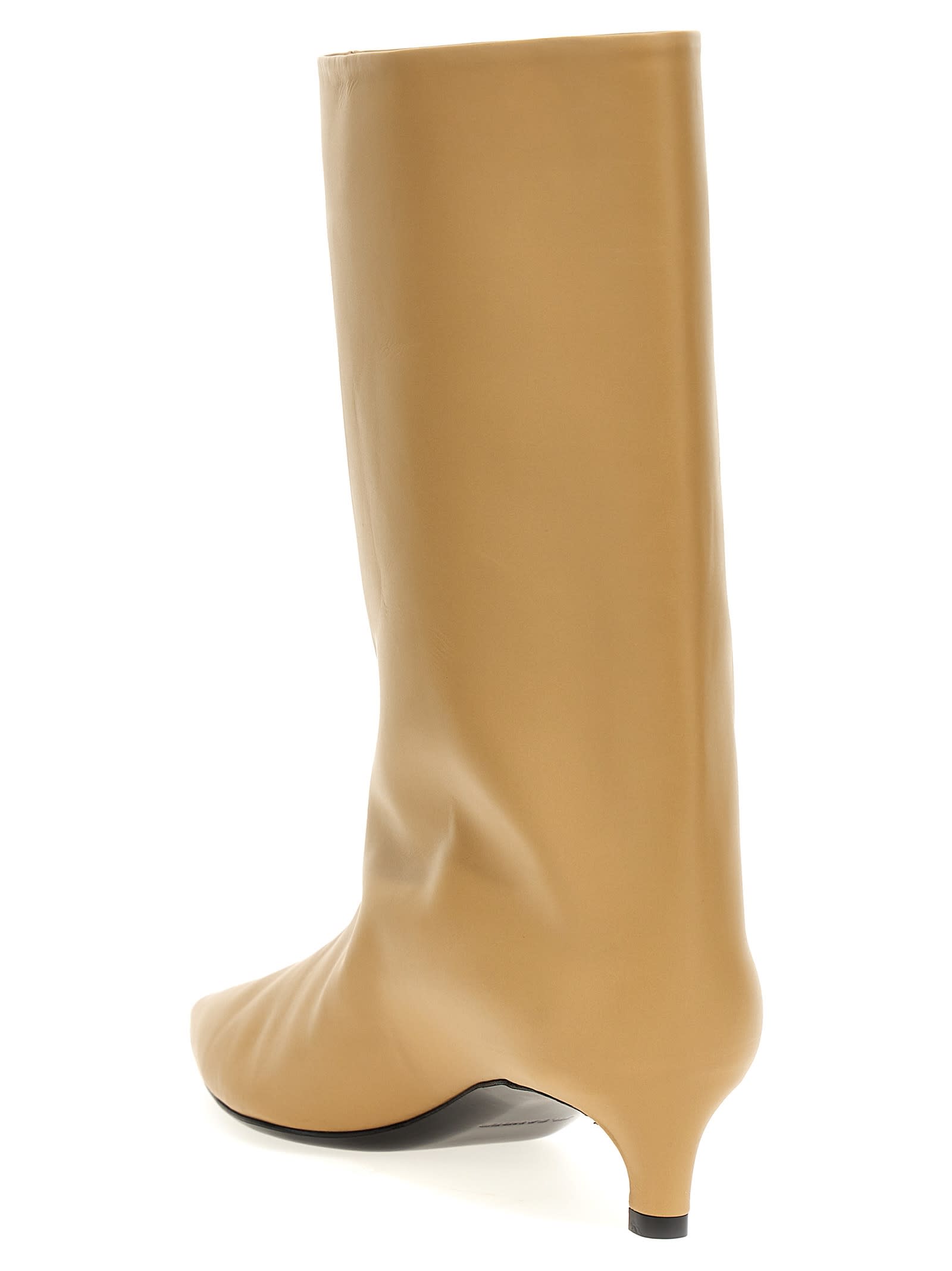 Jil Sander Leather Ankle Boots In Beige