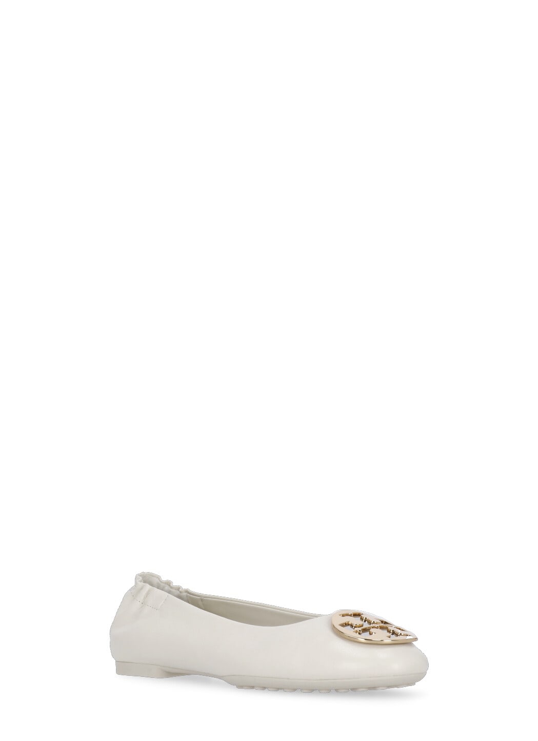 Tory Burch Reva Travel Ballet Flat In New Ivory Silver