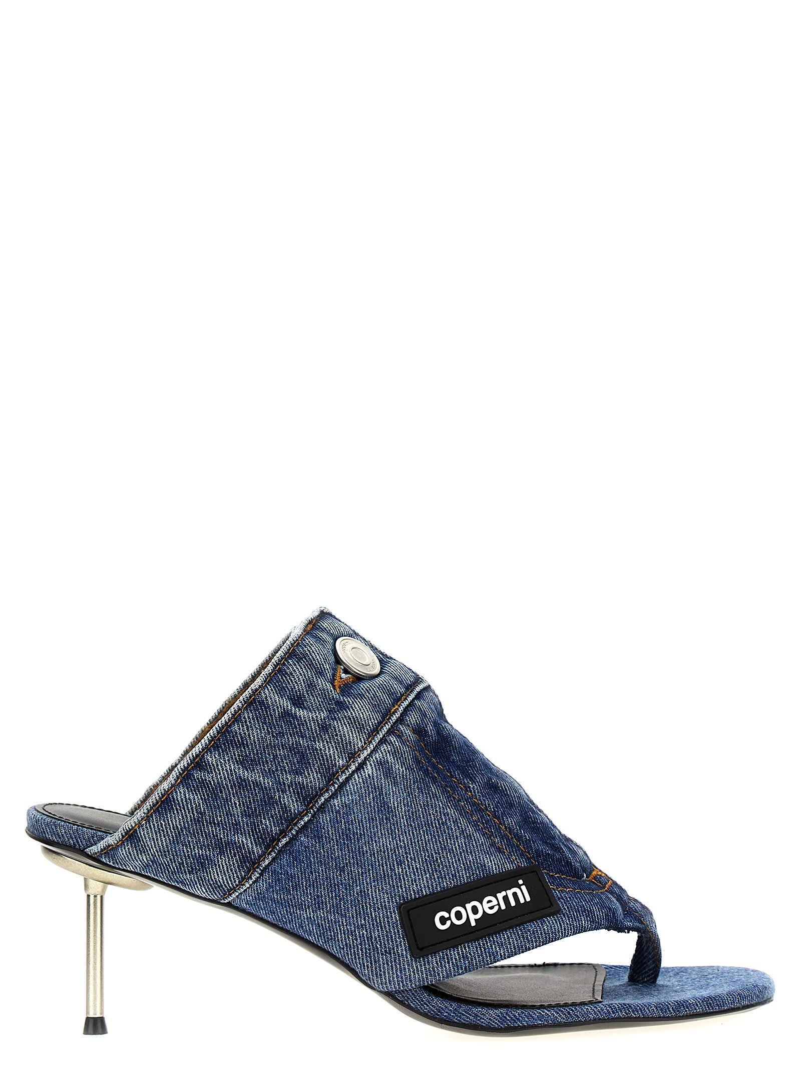 Shop Coperni Denim Open Thong Sandals In Light Blue