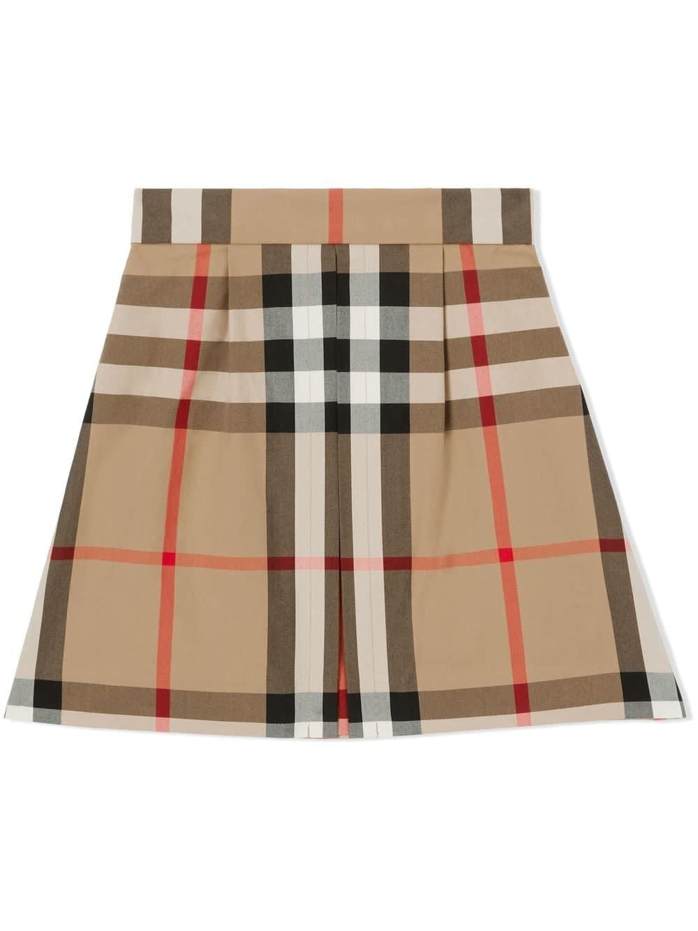 Shop Burberry Anjelica Checked Skirt In Archive Beige Ip Chk