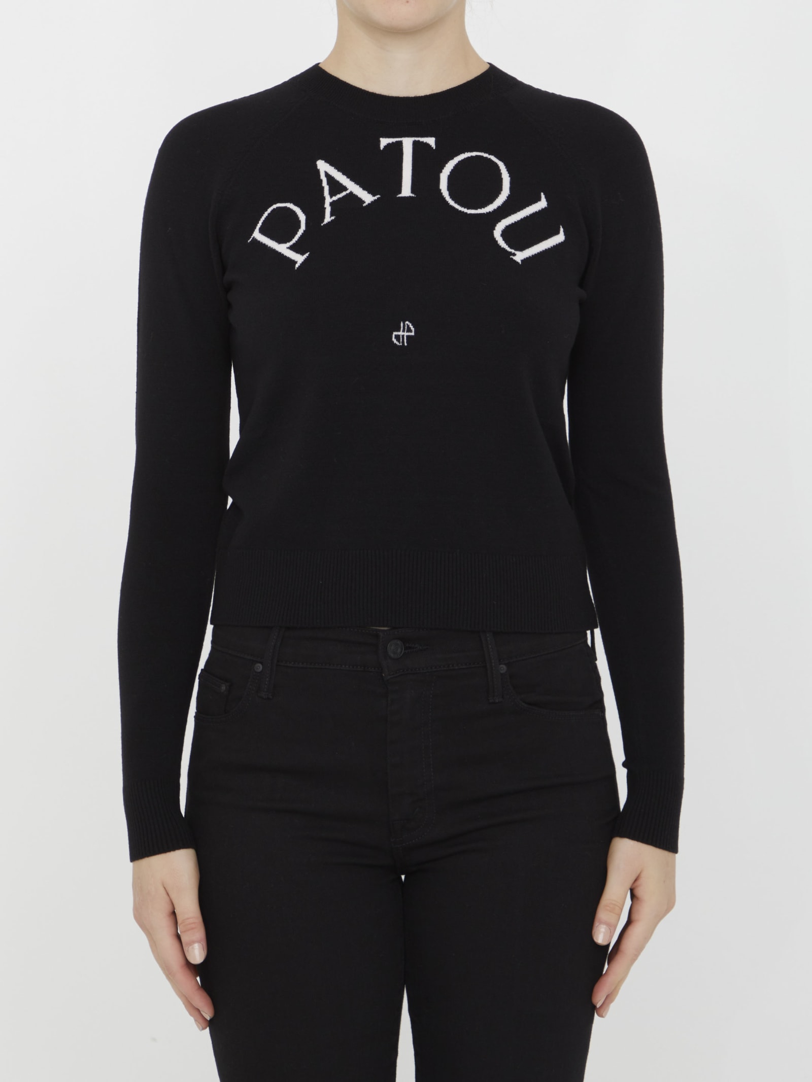 Patou Black Merino Wool Jumper In Black