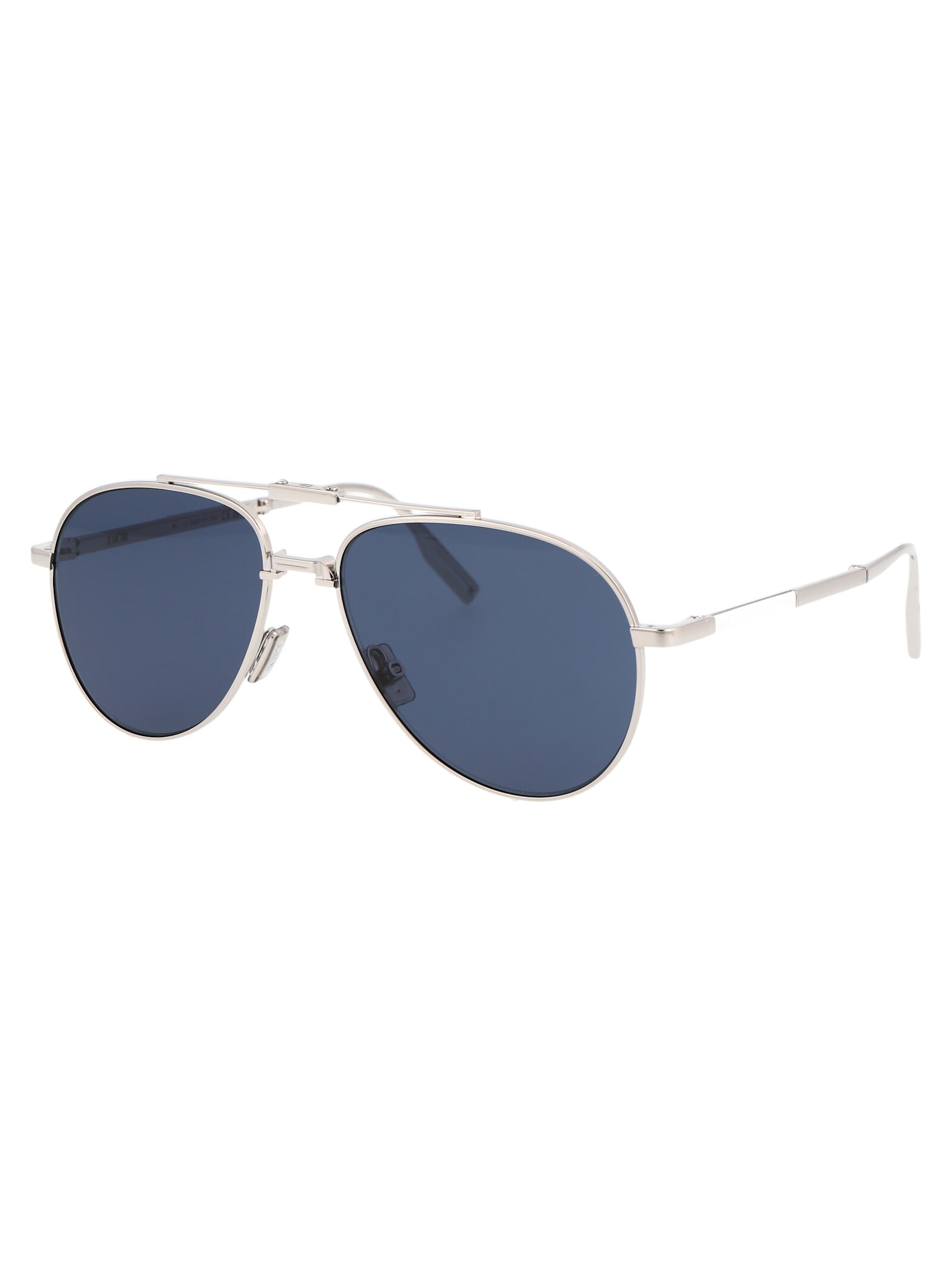 Shop Dior 90 A1u Sunglasses In F0b0 Shiny Palladium / Blue