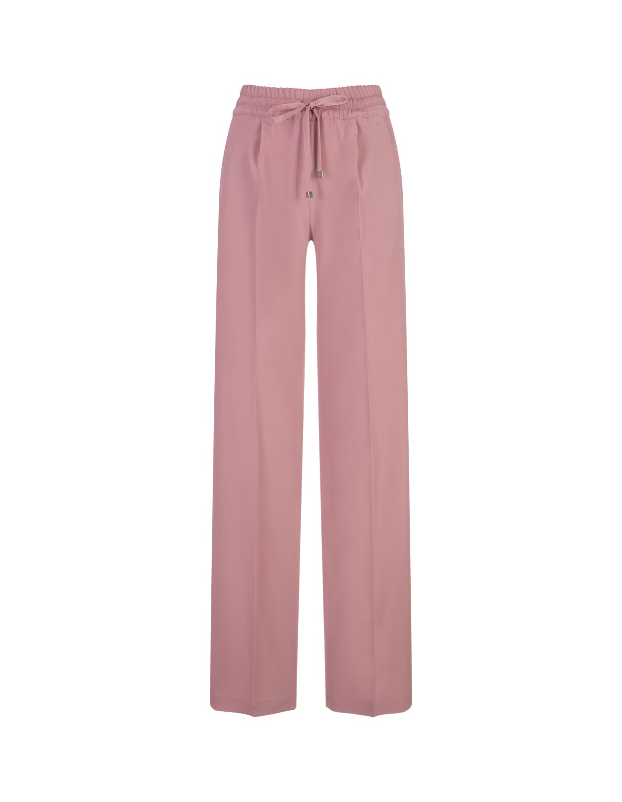 Pink Silk Blend Drawstring Trousers