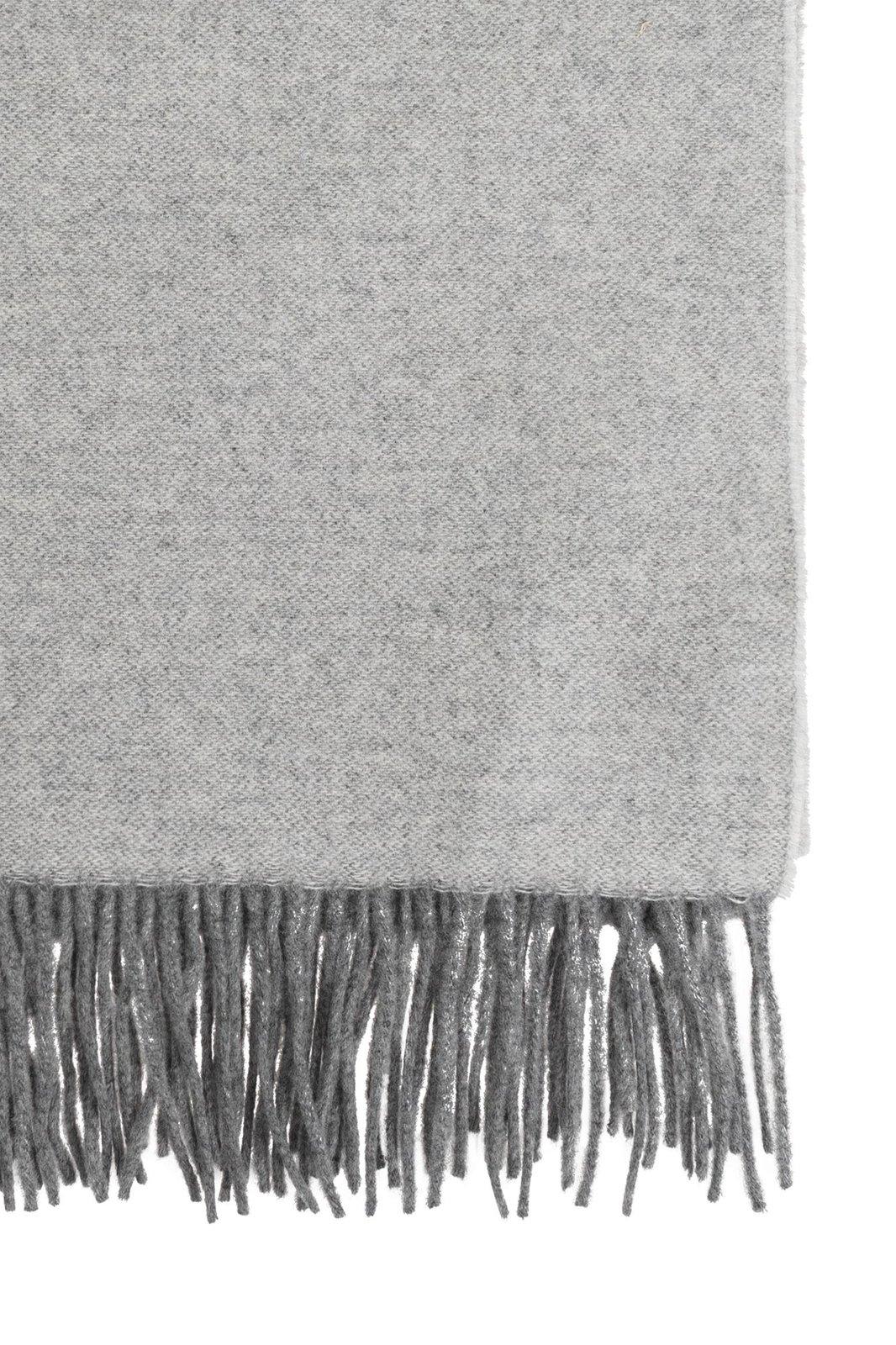 Shop Emporio Armani Wool Scarf With Logo In Grey