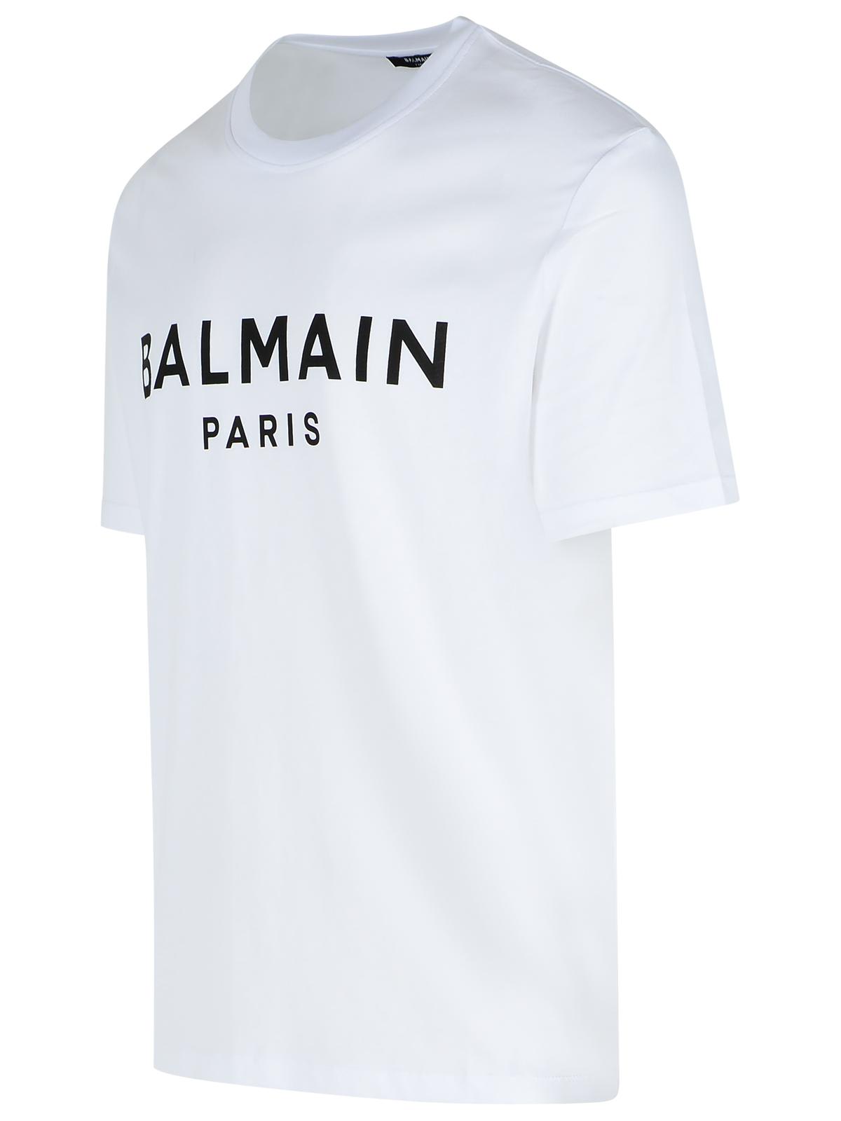 Balmain Crew Neck T-shirt With Bold Logo Detailing In White