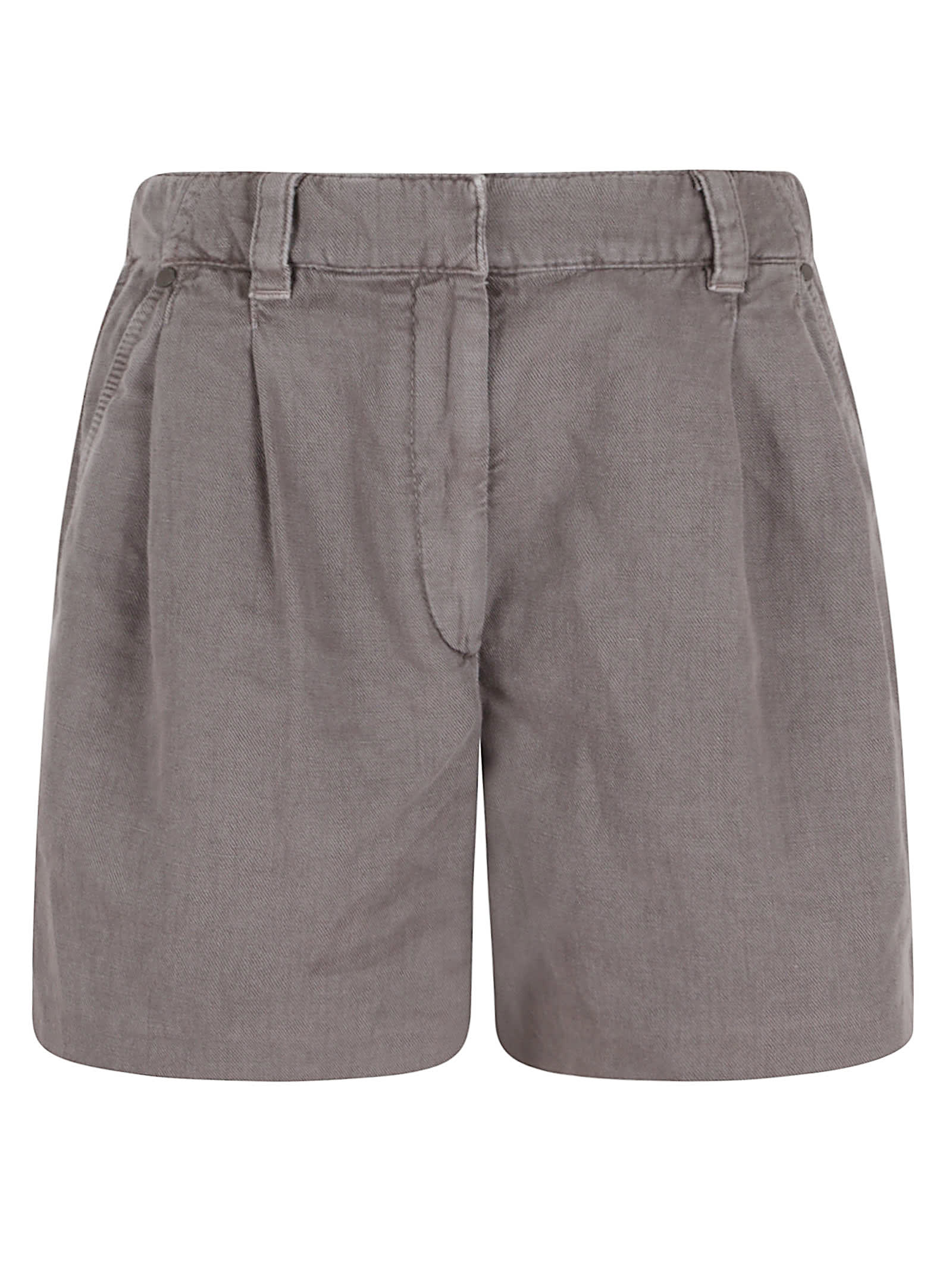 Brunello Cucinelli Linen Cotton Shorts Back Pockets In Brown