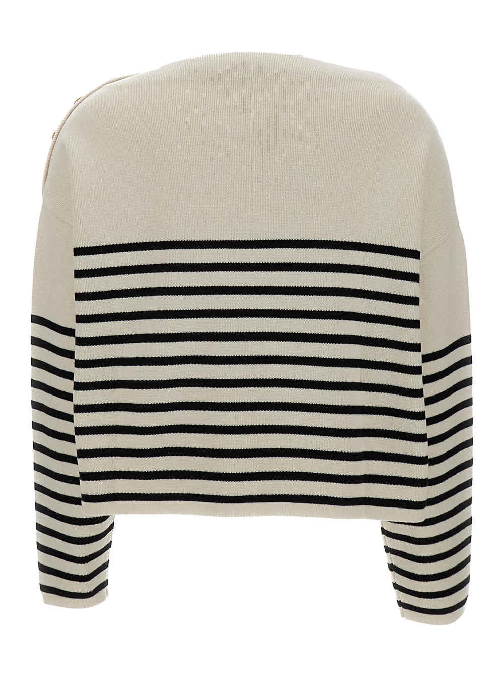 Shop Philosophy Di Lorenzo Serafini Black & White Boat Neck Sweater In Cotton Blend Woman