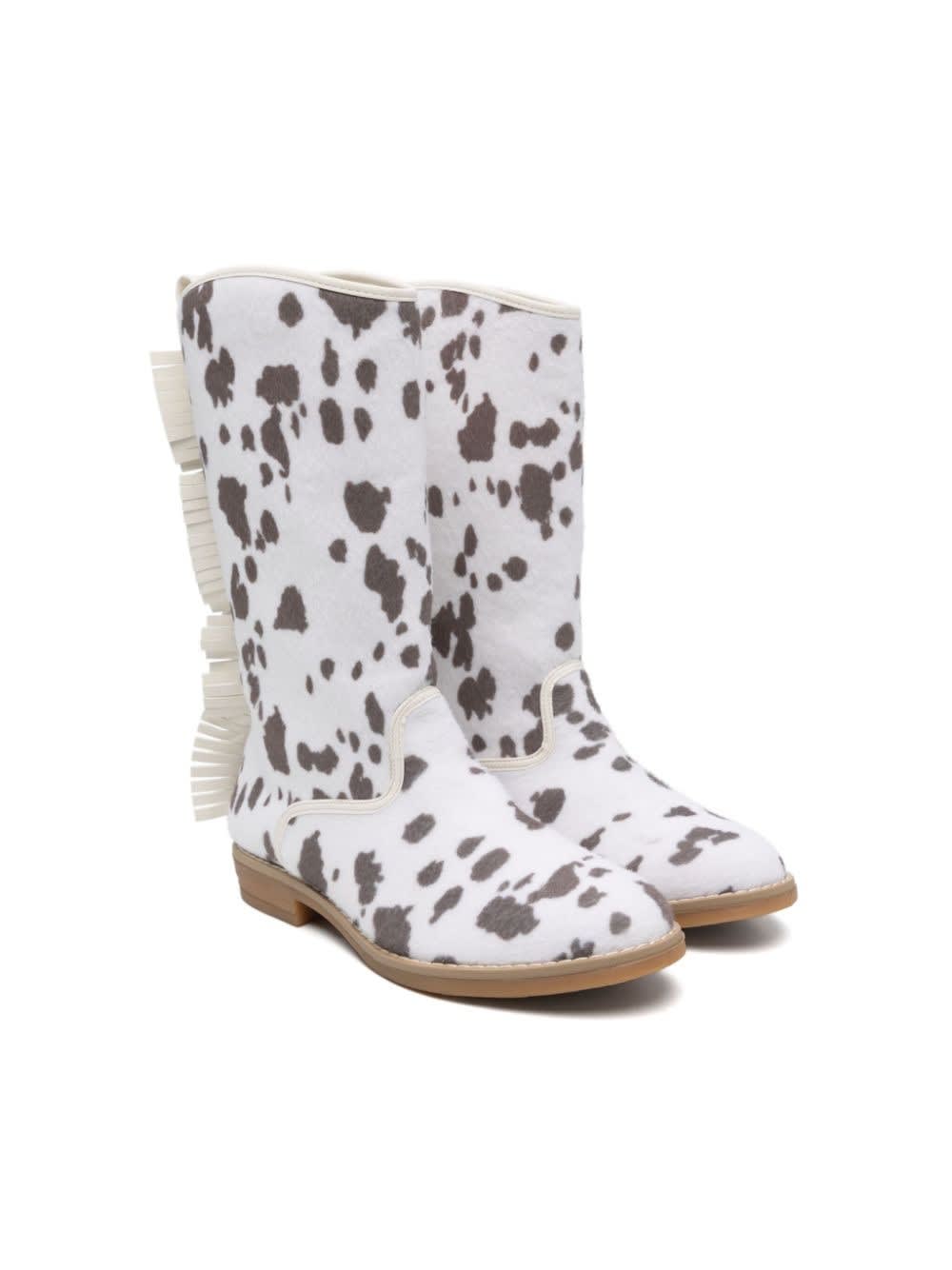 Shop Stella Mccartney Stivali Con Frange In Cream