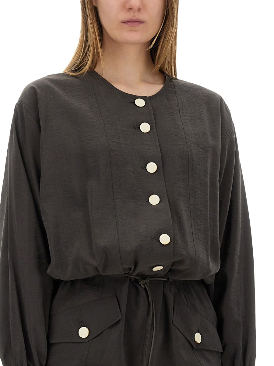 Alysi Buttoned-front Drawstring Playsuit In Grey