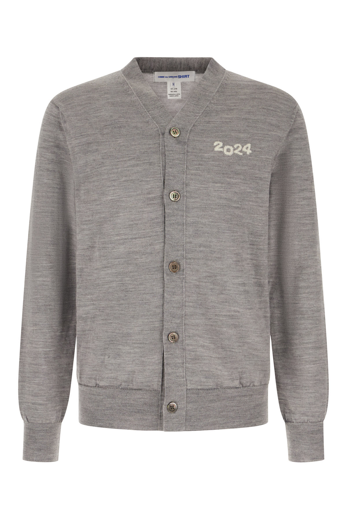 Comme Des Garçons Shirt Melange Grey Wool Cardigan In Gray