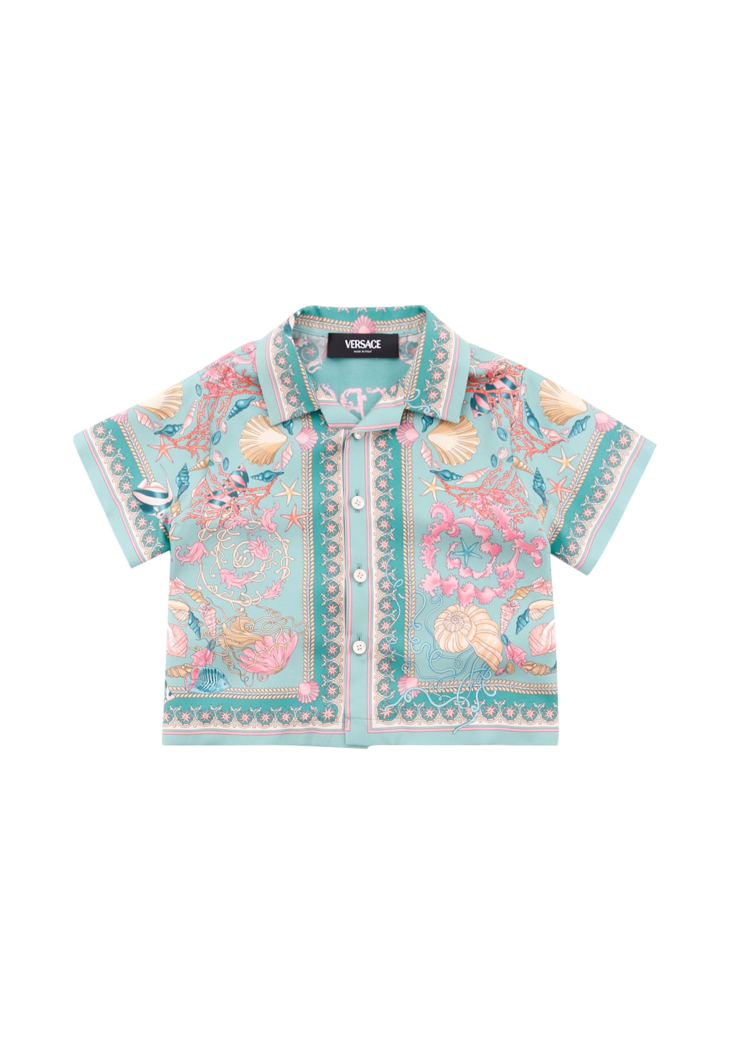 Versace Multicolor La Vacanza Shirt For Babykids In Green