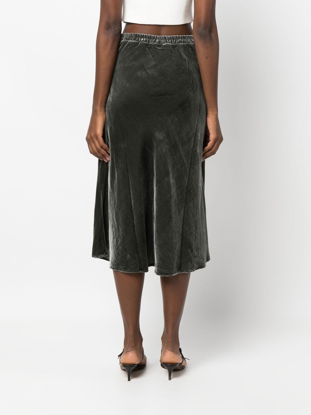 Gold Hawk Grey Velvet Flared Midi Skirt In Gray