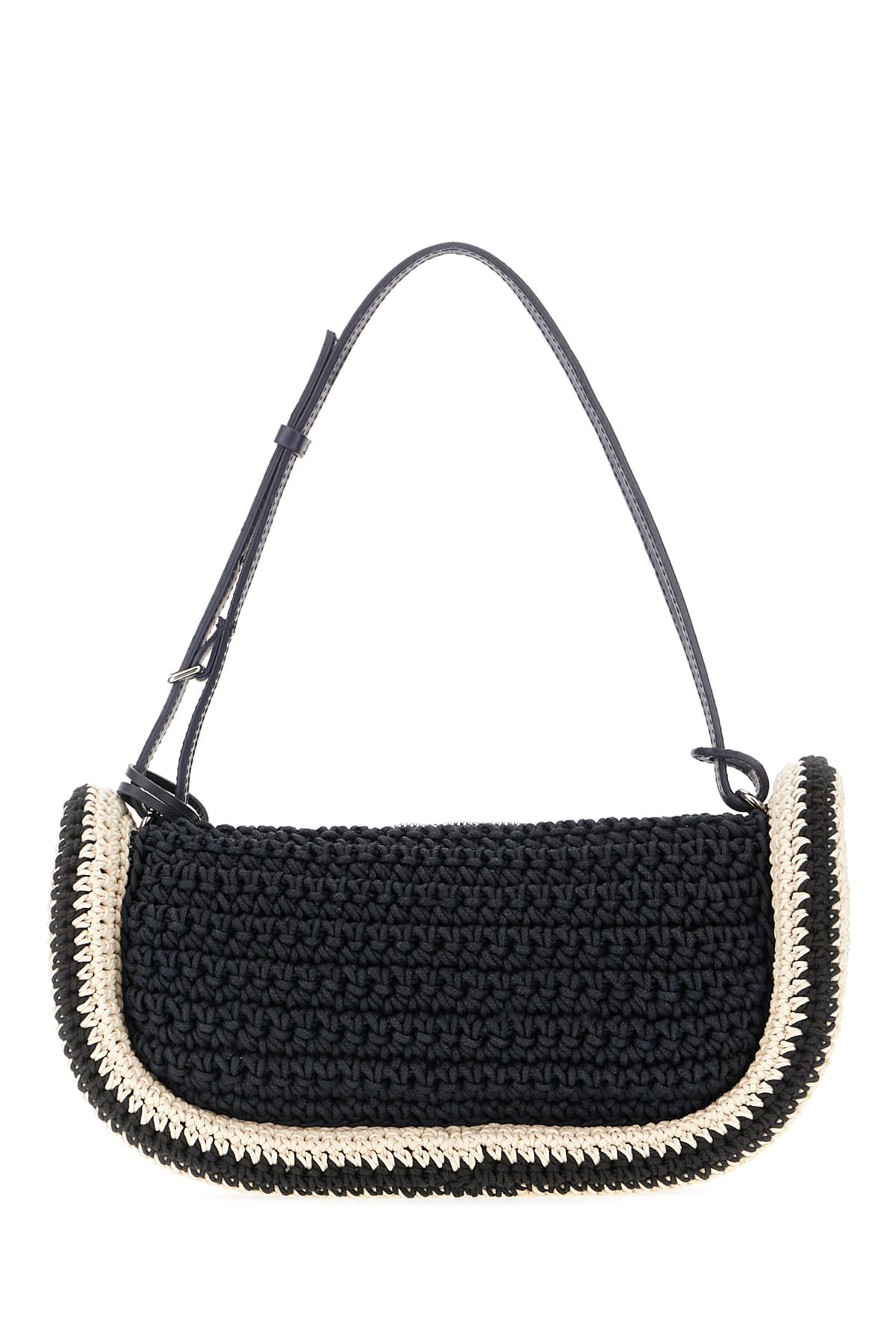 JW ANDERSON MIDNIGHT BLUE RAFFIA BUMPER-15 SHOULDER BAG