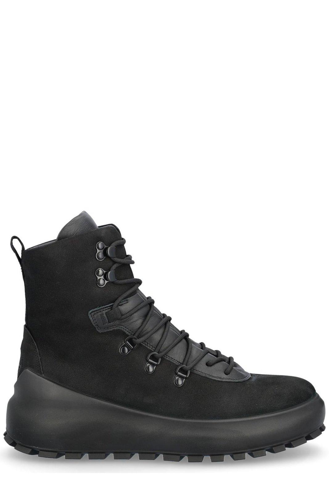 Shop Stone Island Round-toe Lace-up Ankle Boots In Black