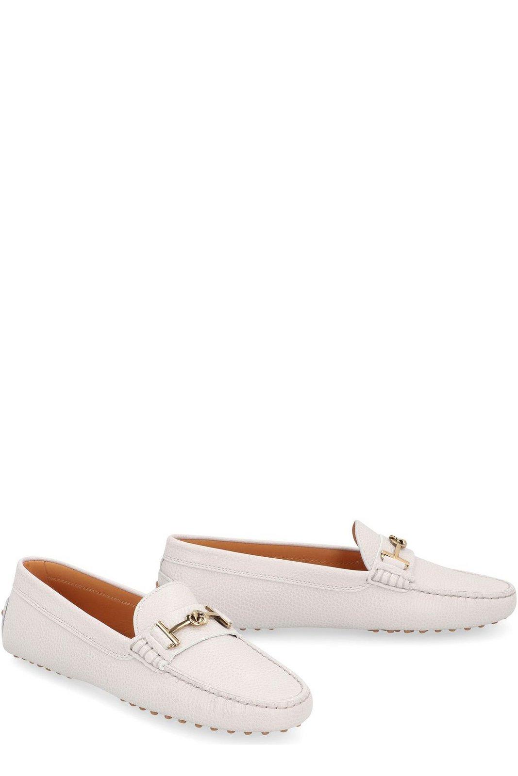 Shop Tod's Logo Plaque Round Toe Loafers