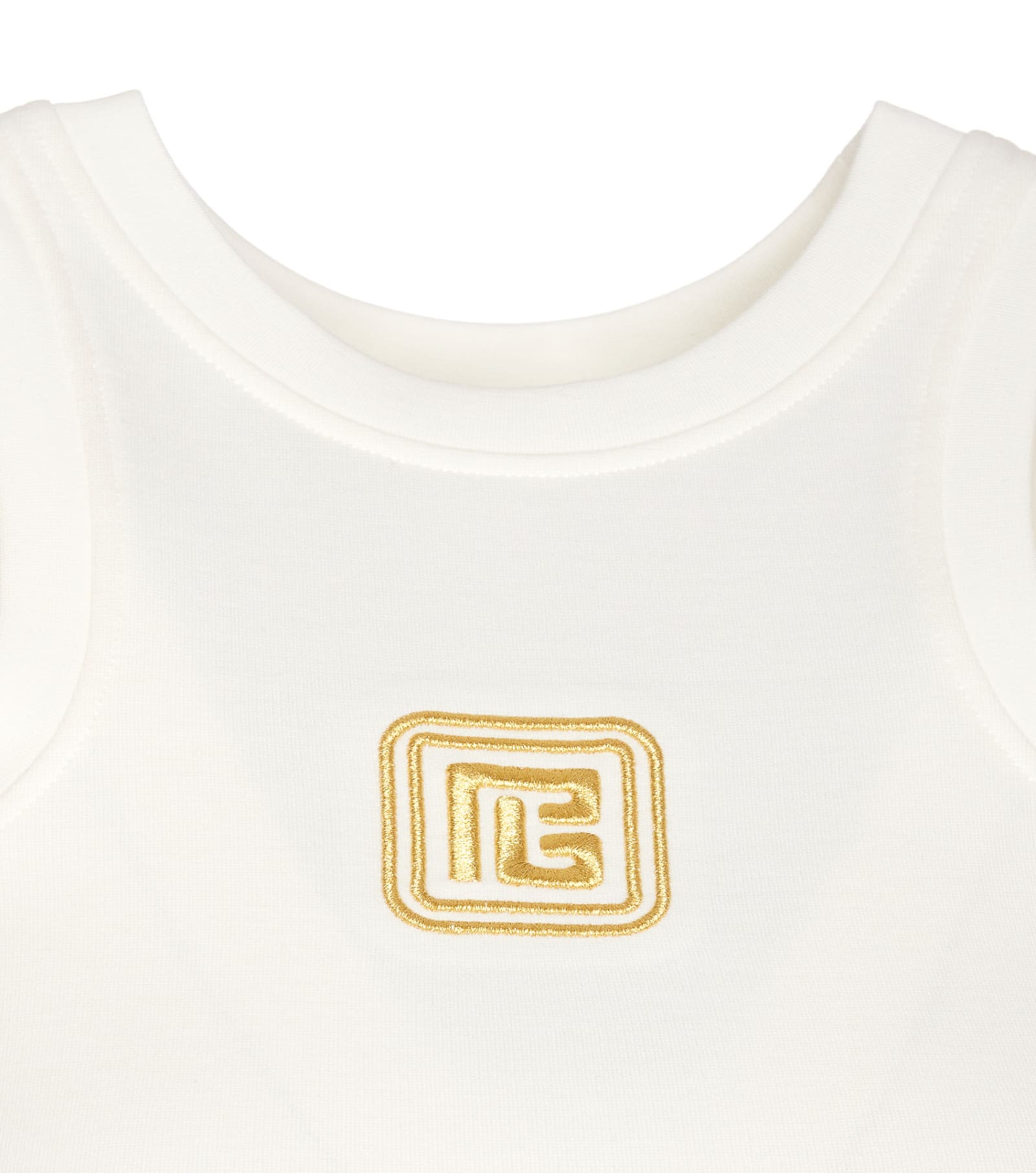 Shop Balmain Embroidered Pb Tank Top In White